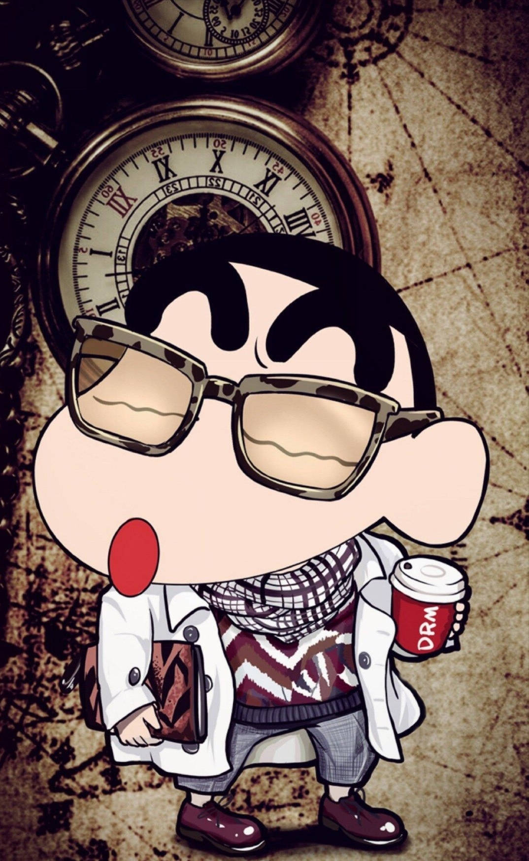 Stilvolle Mode van Shin Chan iPhone Muurpapier