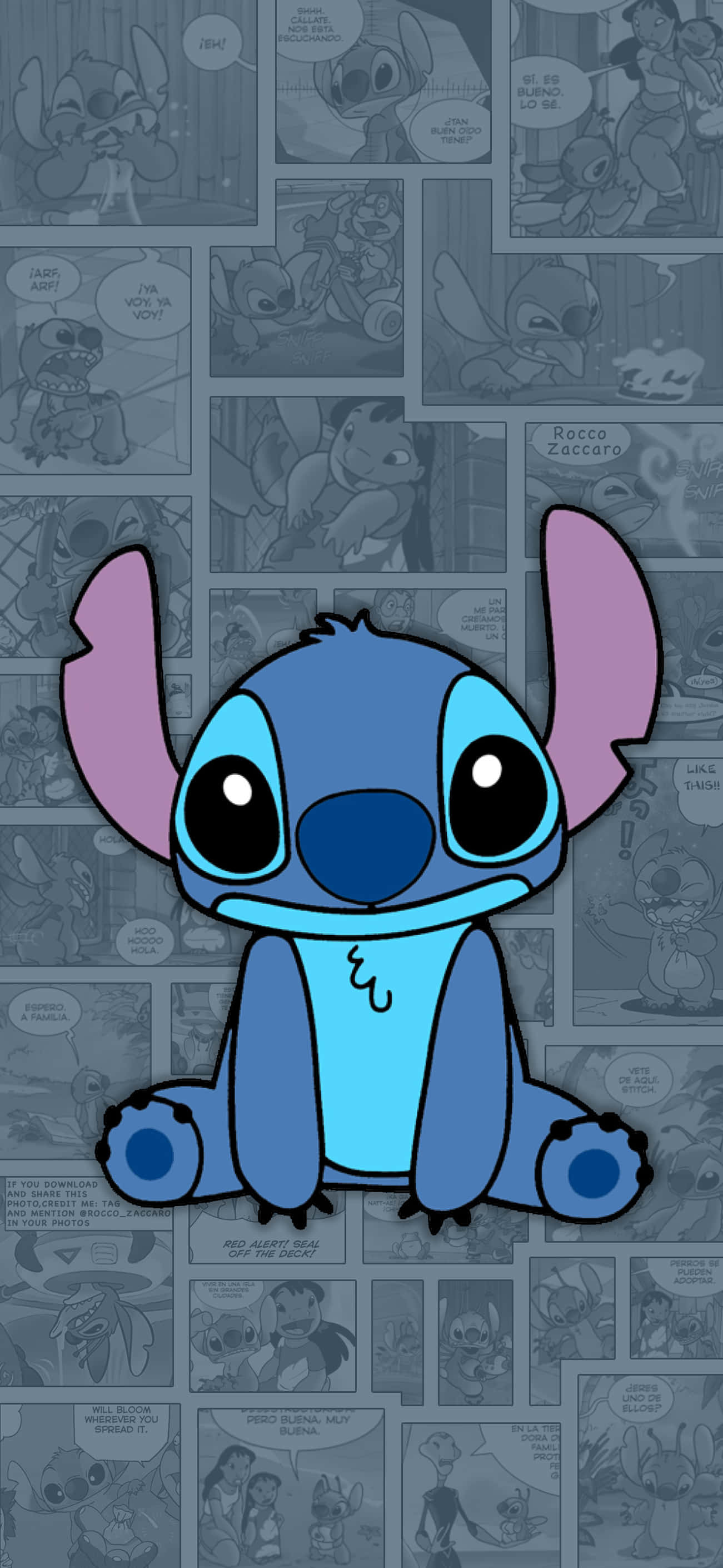 Stitch in die Paradys - Betowerende toneel van Stitch wat die uitsig geniet op 'n pragtige strand teen sononder. Muurpapier