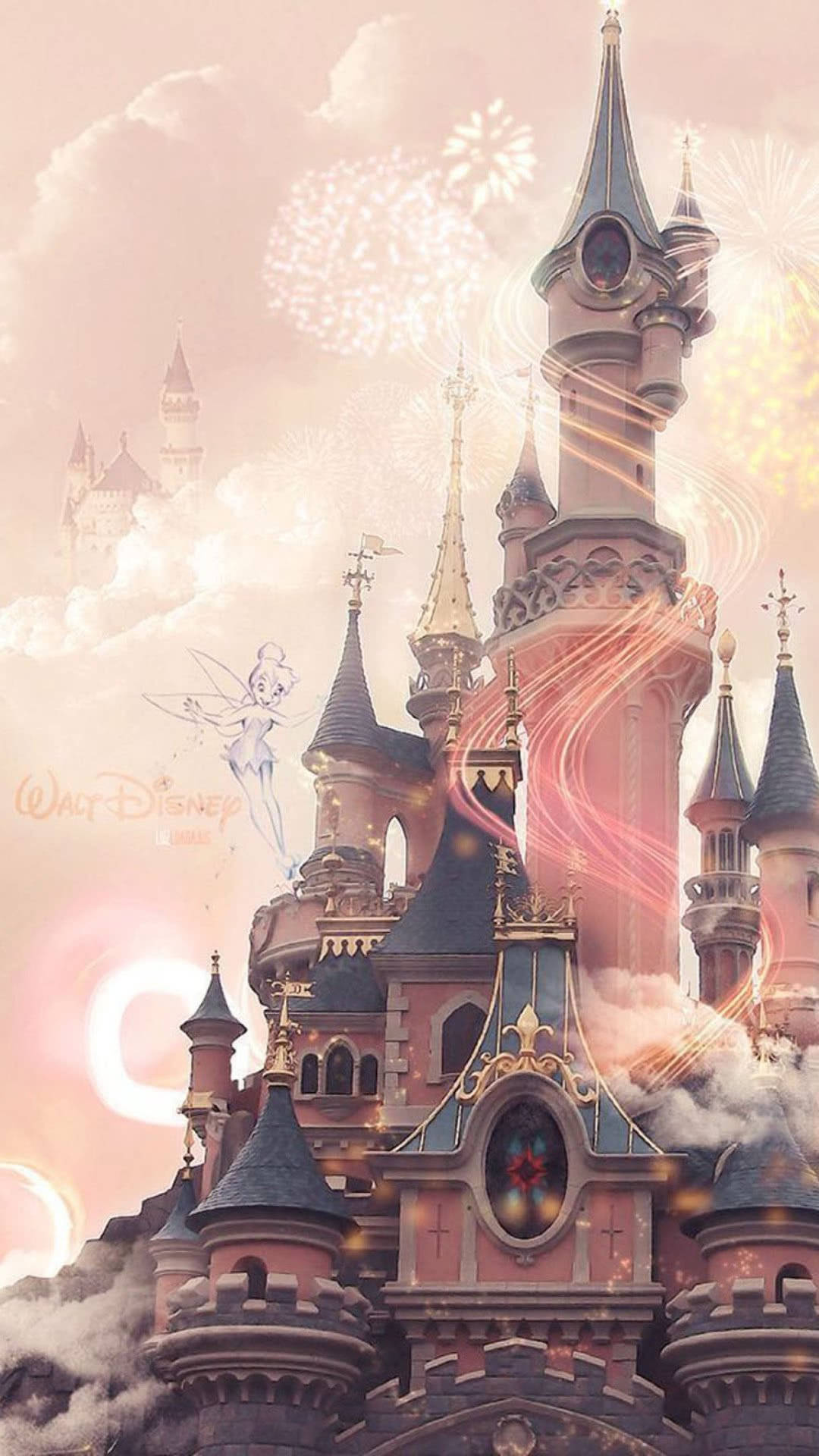 Stowwe Rooskleurige Disney Kasteel Muurpapier