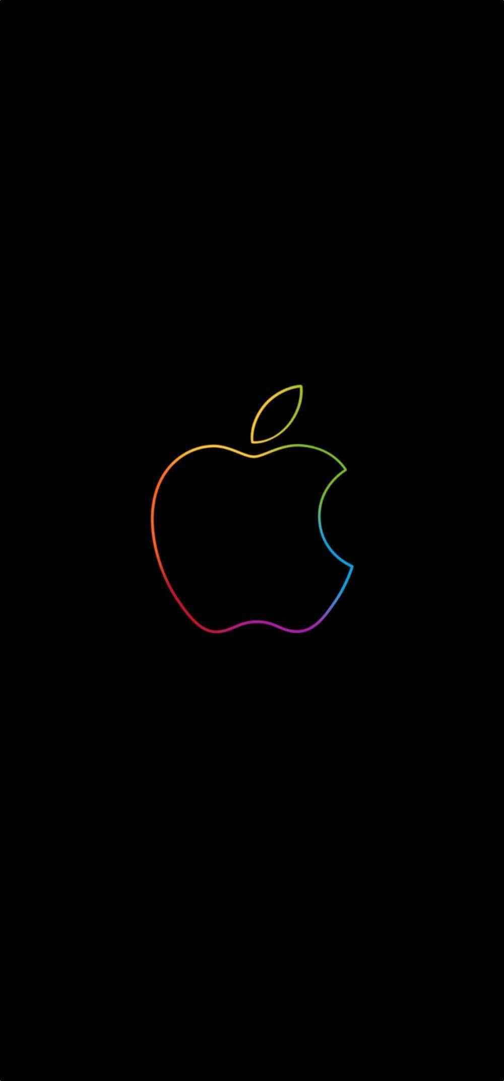 Stralende Apple Reënboog-logo op Slick iPhone-agtergrond Muurpapier