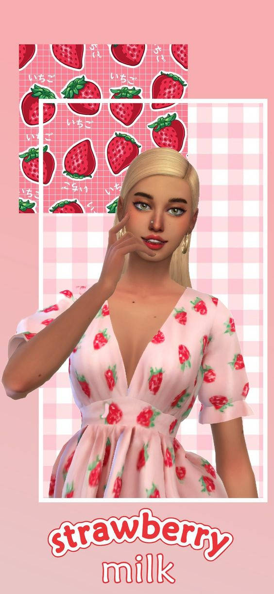 strawberry in milk by sassysims Muurpapier