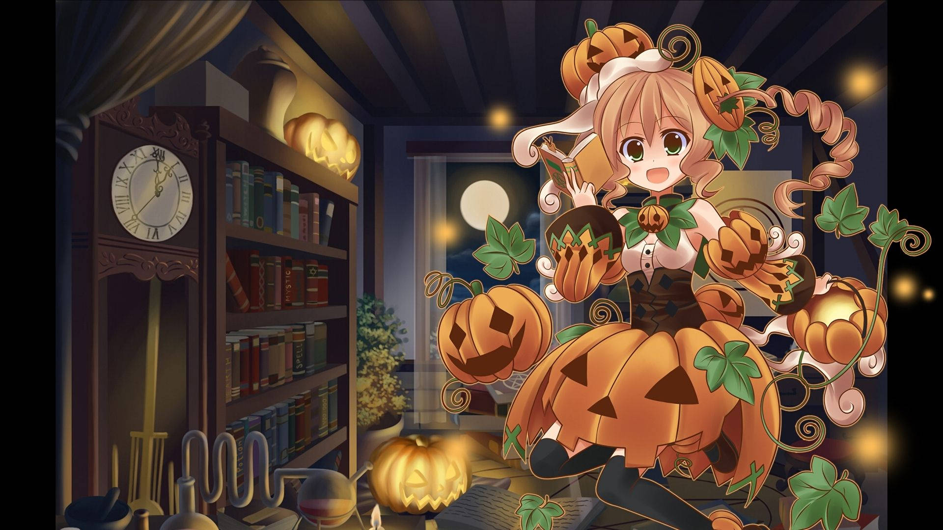 Strokiesprent Halloween met 'n Pampoenrok Muurpapier