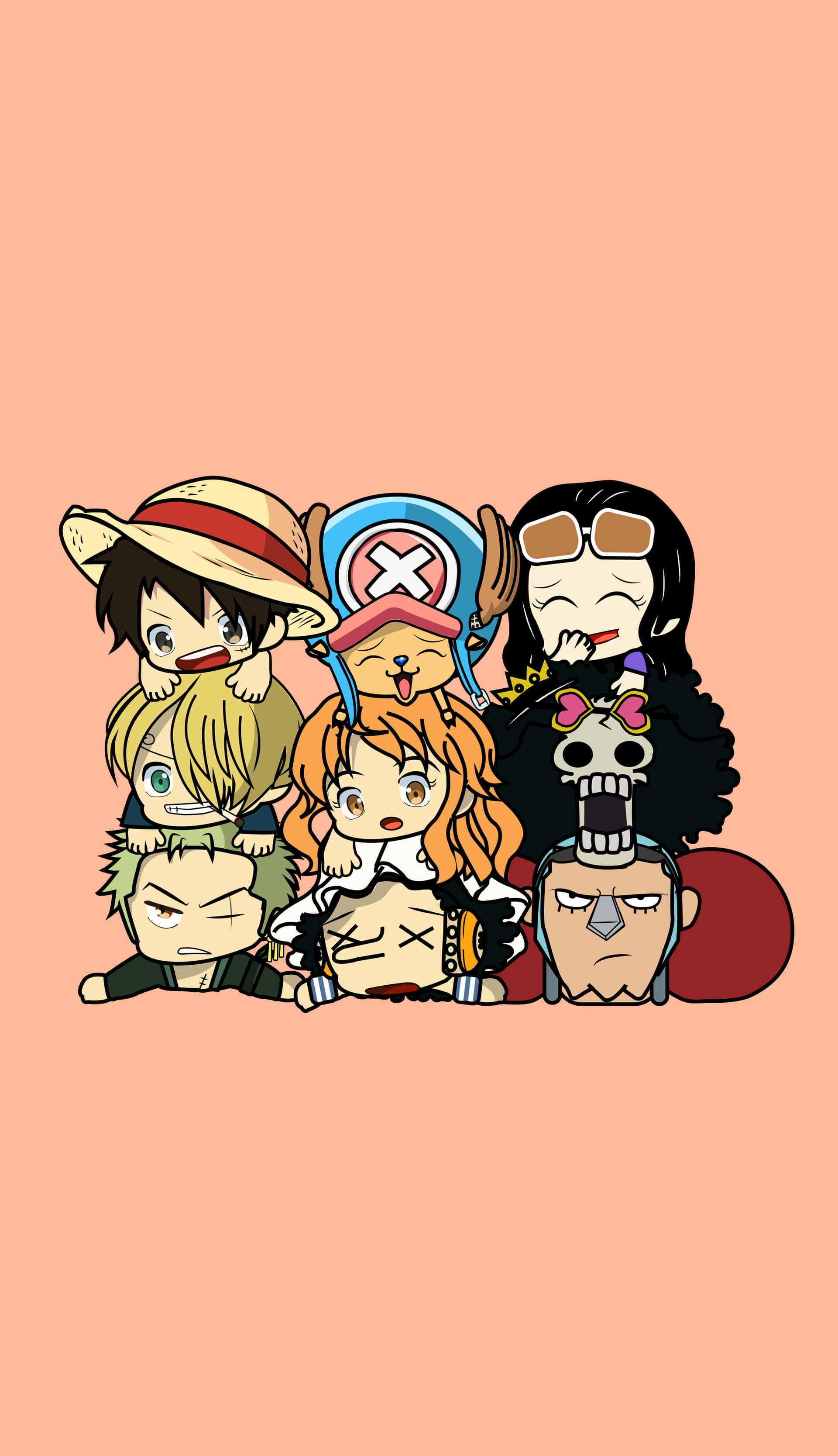 Stroohoed-pirate Oulike Chibi-kuns Muurpapier