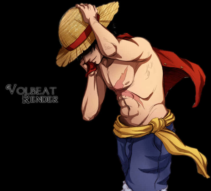 Strooihoed Luffy Posisie Muurpapier