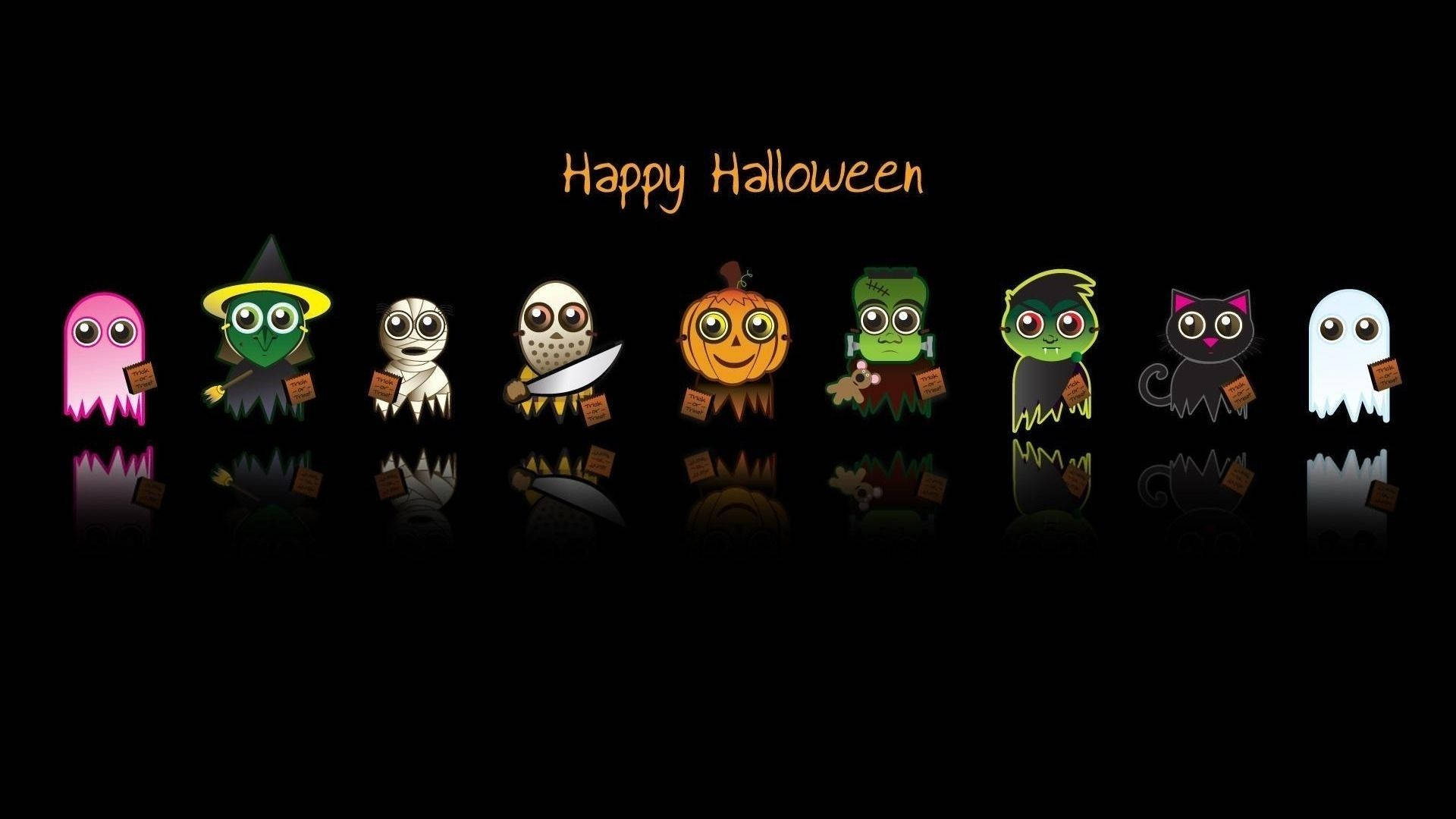 Strooiprent Halloween Karakters in die Donker Muurpapier