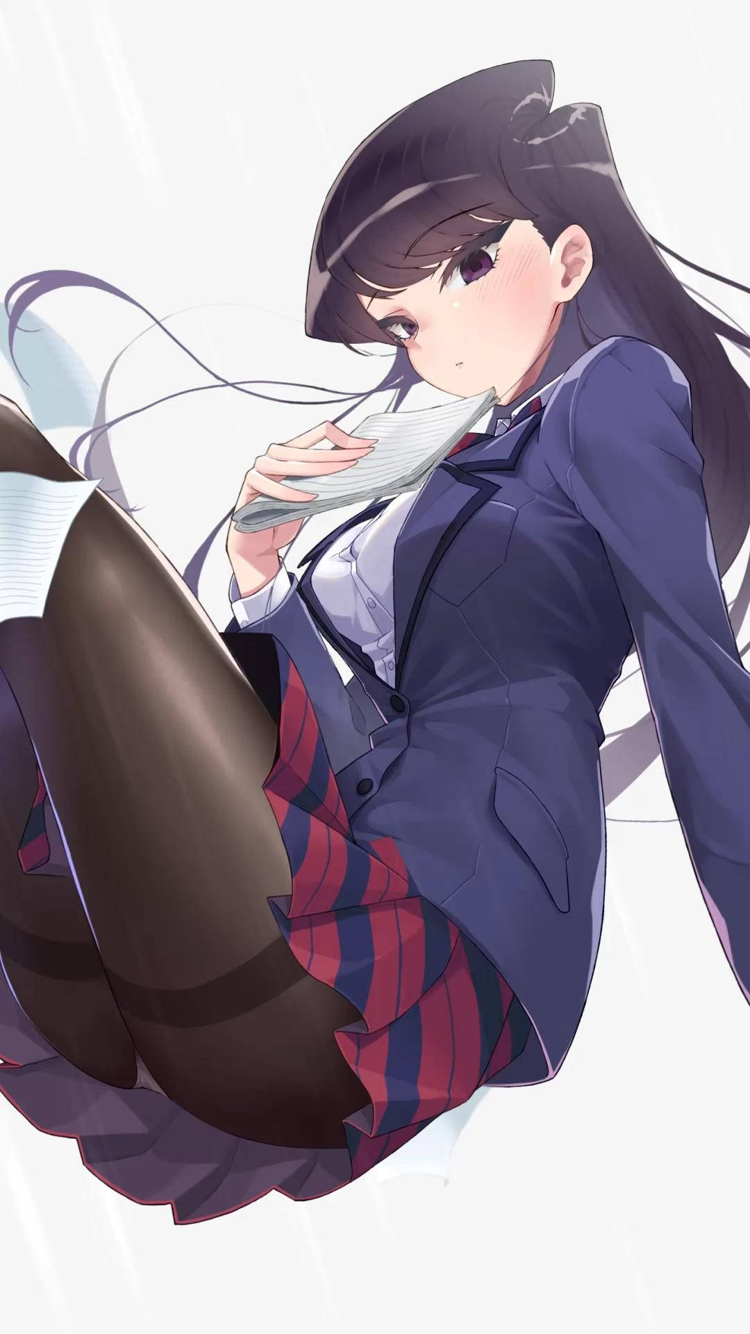 Student Komi Shouko Sexy Anime Profielfoto Muurpapier