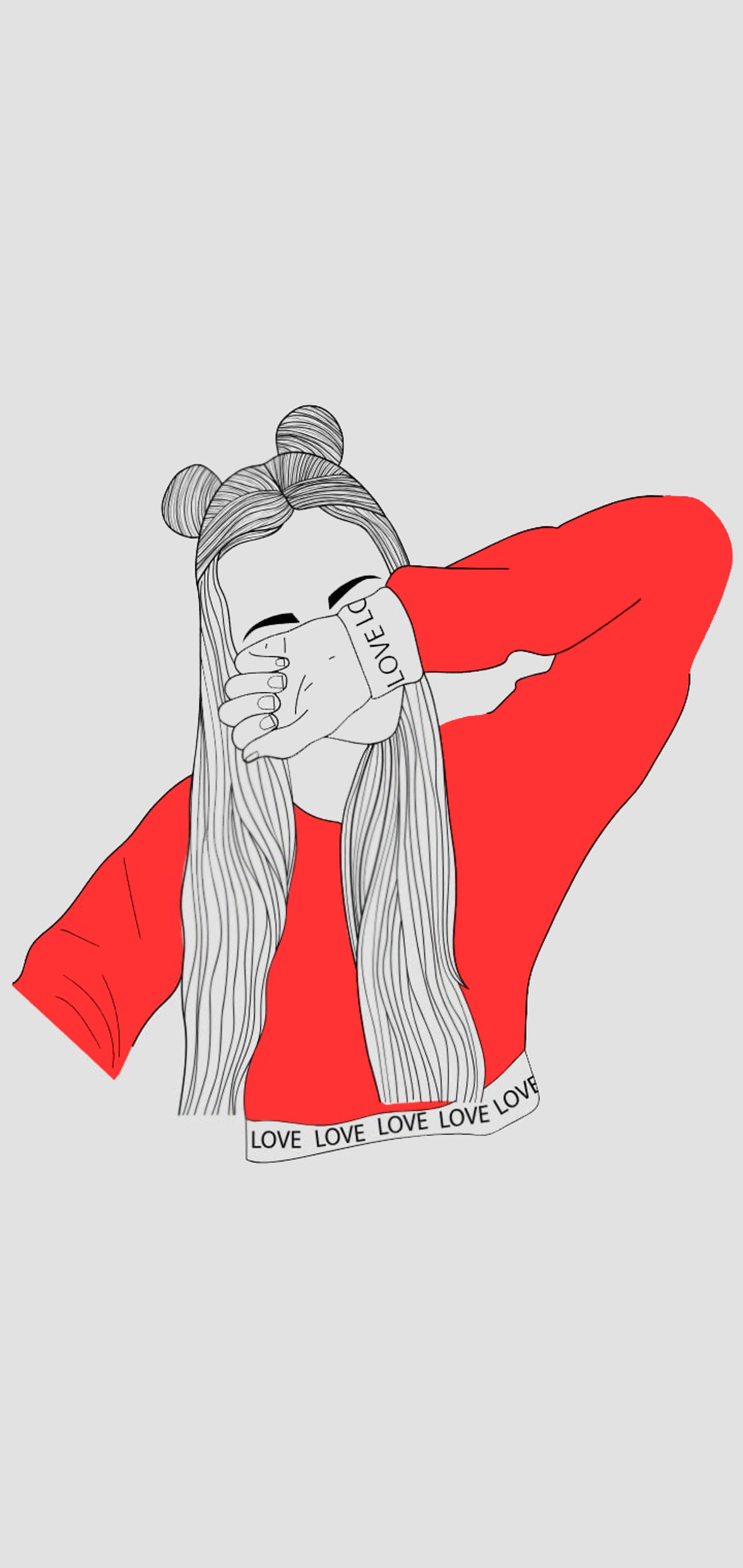 Stylvol Meisie Hartseer Tekening Muurpapier