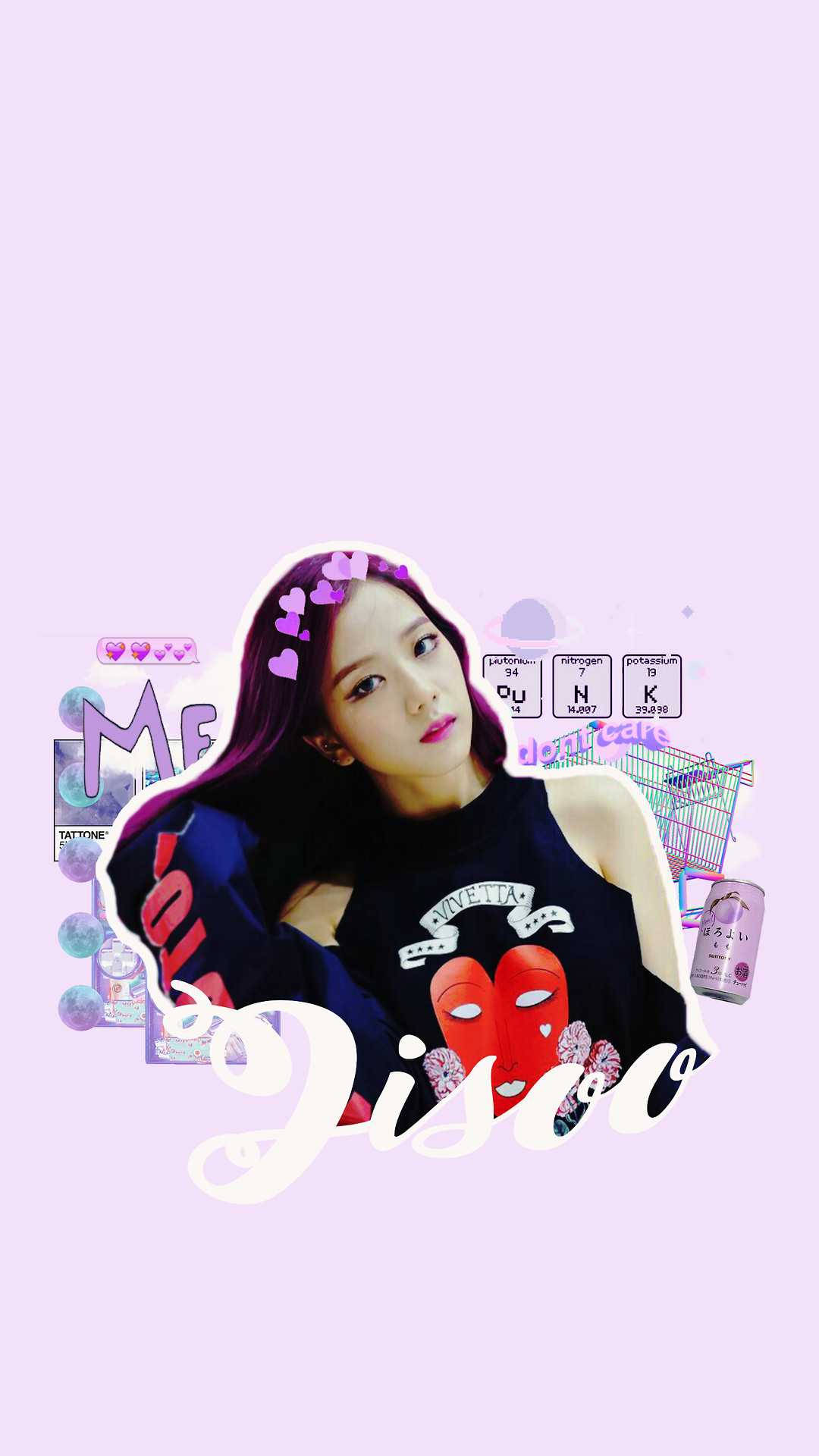 Plakboekstyl-kuns vir Blackpink Jisoo in pers estetiese skakerings-agtergrond