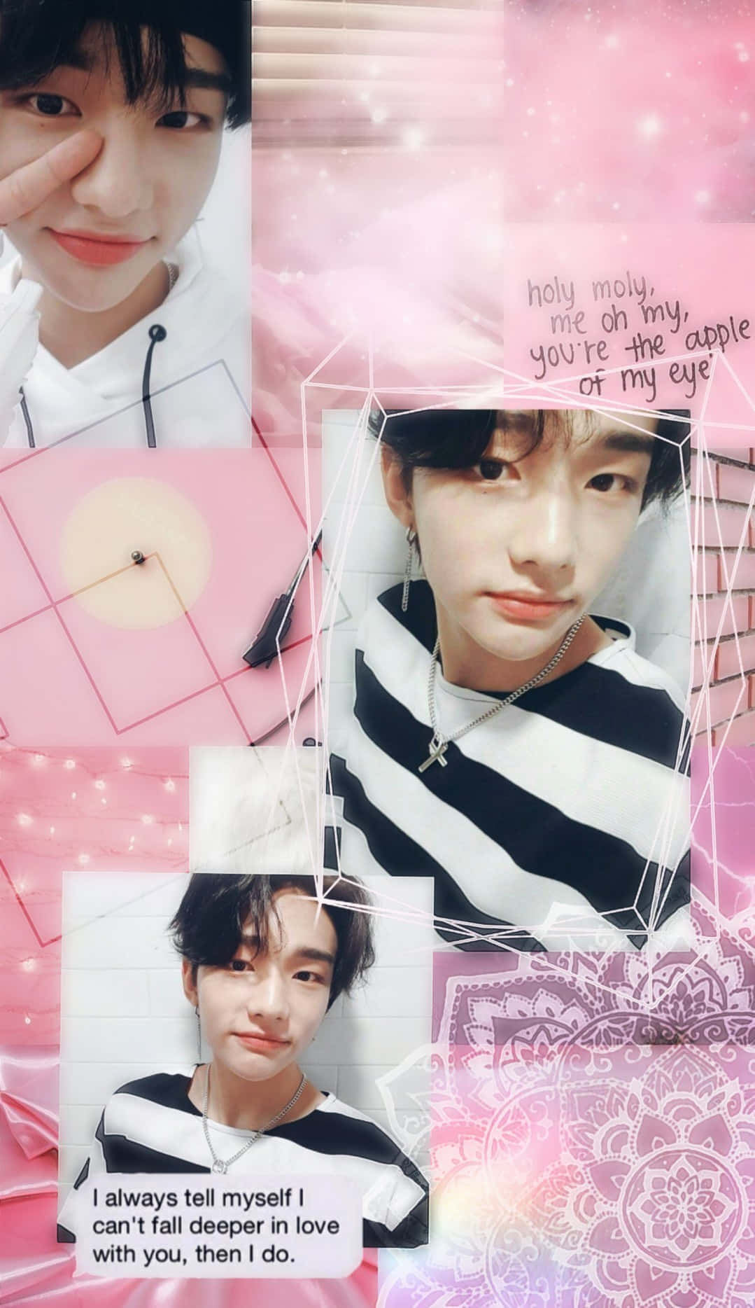 Suid-Koreaanse Rapper Hyunjin Met Lieflike Aanhalings Muurpapier