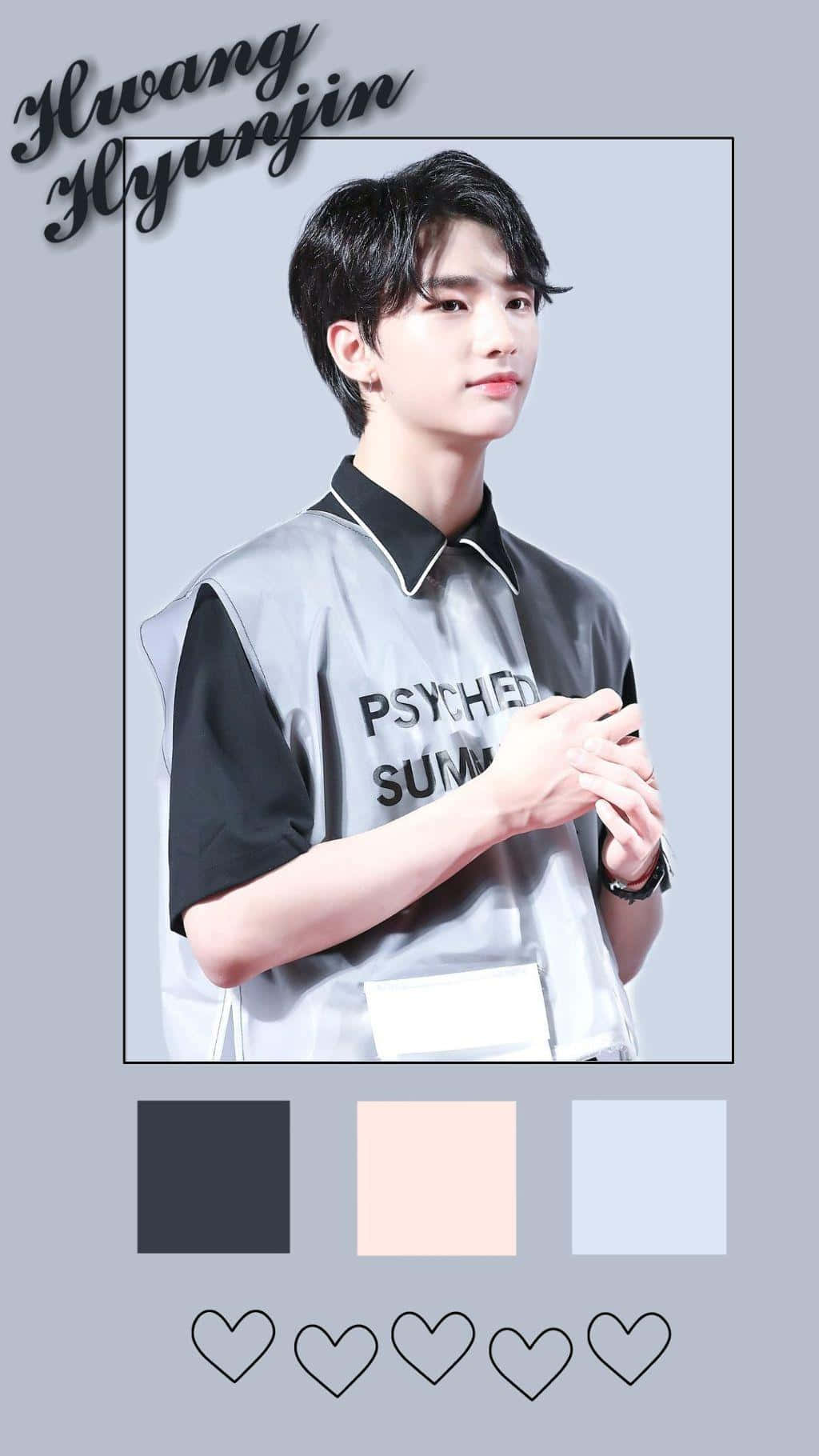 Suid-Koreaanse Rapper Hwang Hyunjin Grys Agtergrond Muurpapier