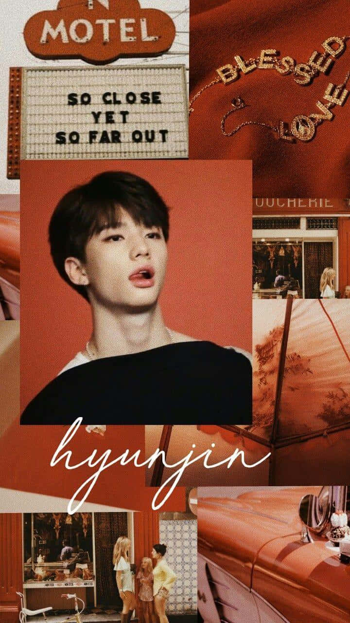 Suid-Koreaanse Rapper Hyunjin Donkeroranje Tema Muurpapier