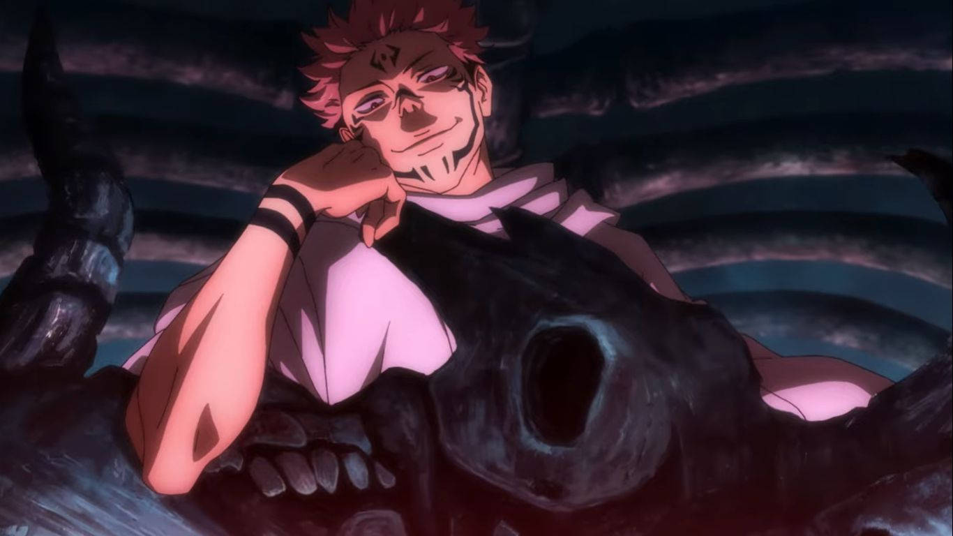 Sukuna In Jujutsu Kaisen anime agtergrond — Jujutsu Kaisen Muurpapier