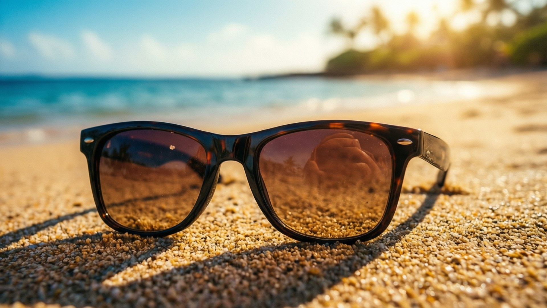 Sunglasse op Sand Muurpapier