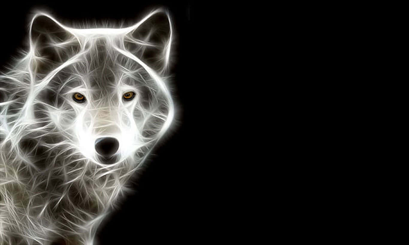 Super Cool Wolf Swart Agtergrond Muurpapier