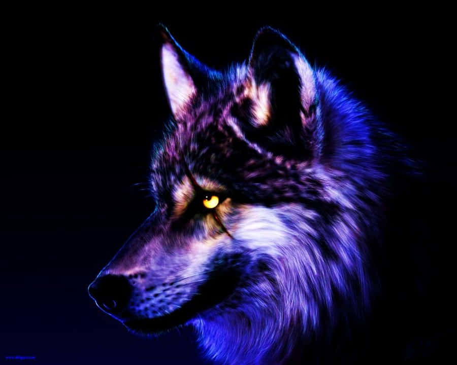 Super Cool Wolf Gloeiende Oë Muurpapier