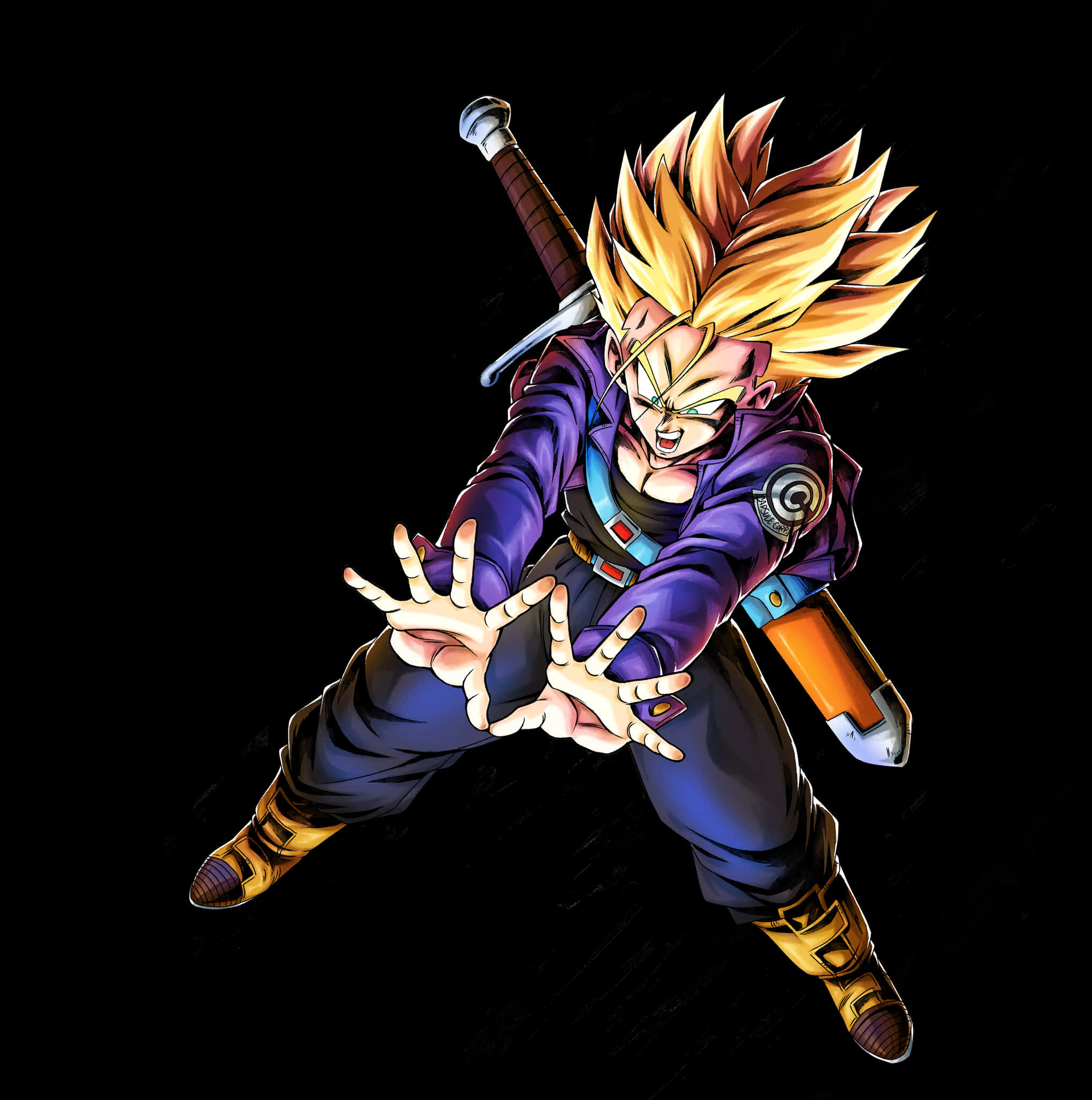 Super Saiyan Trunks Energie Voorbereiding Muurpapier