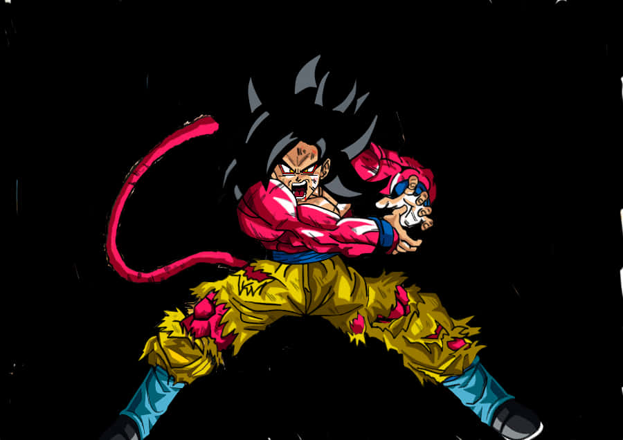 Super Saiyan4 Goku Felle Gevegshouding Muurpapier