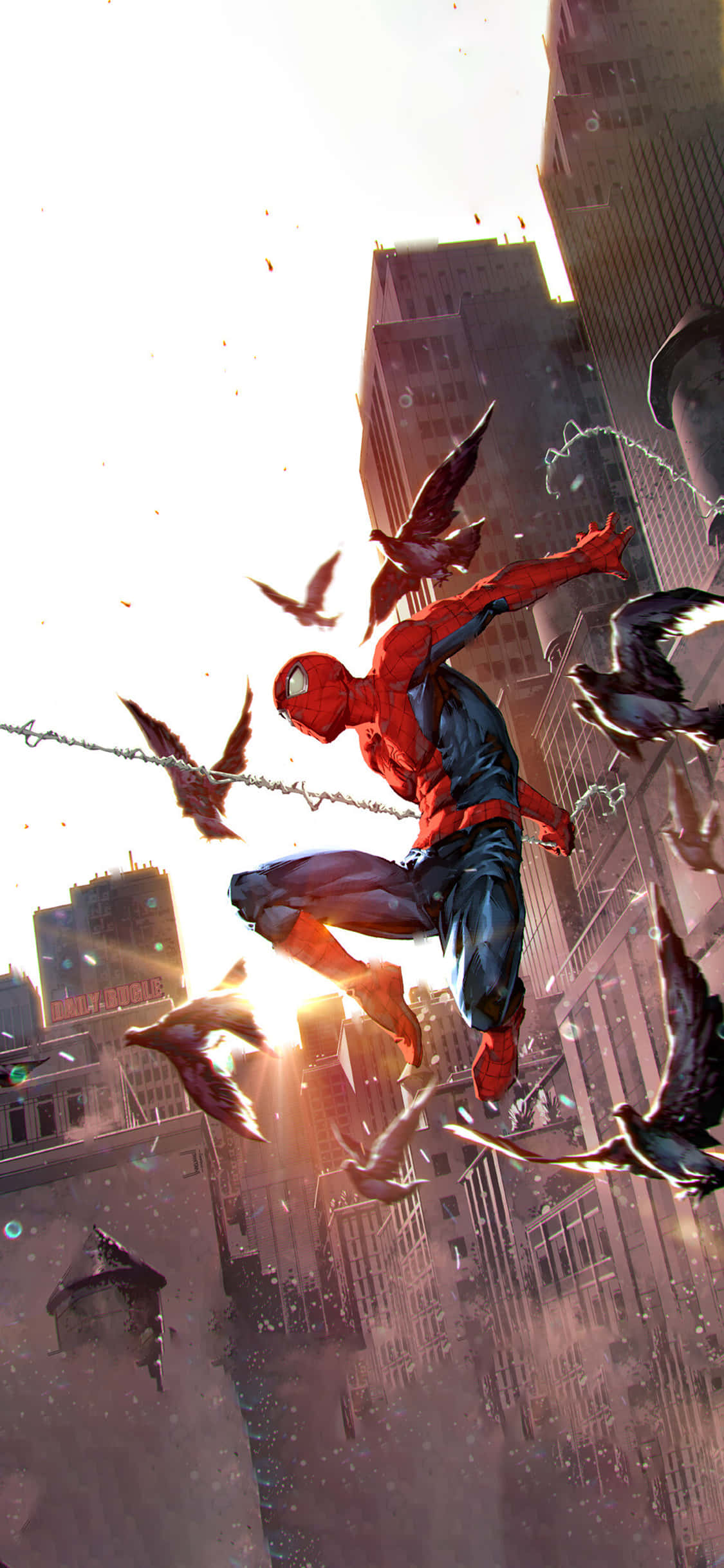 Swaai in aksie met Spiderman Muurpapier