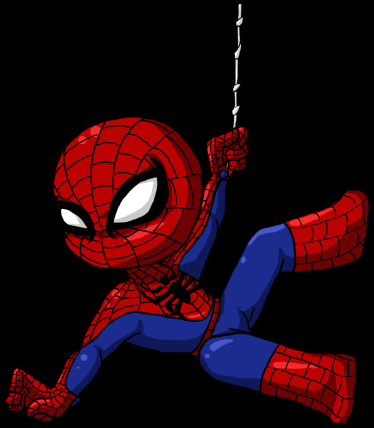 Swaaiende Spiderman Tekenprent Muurpapier