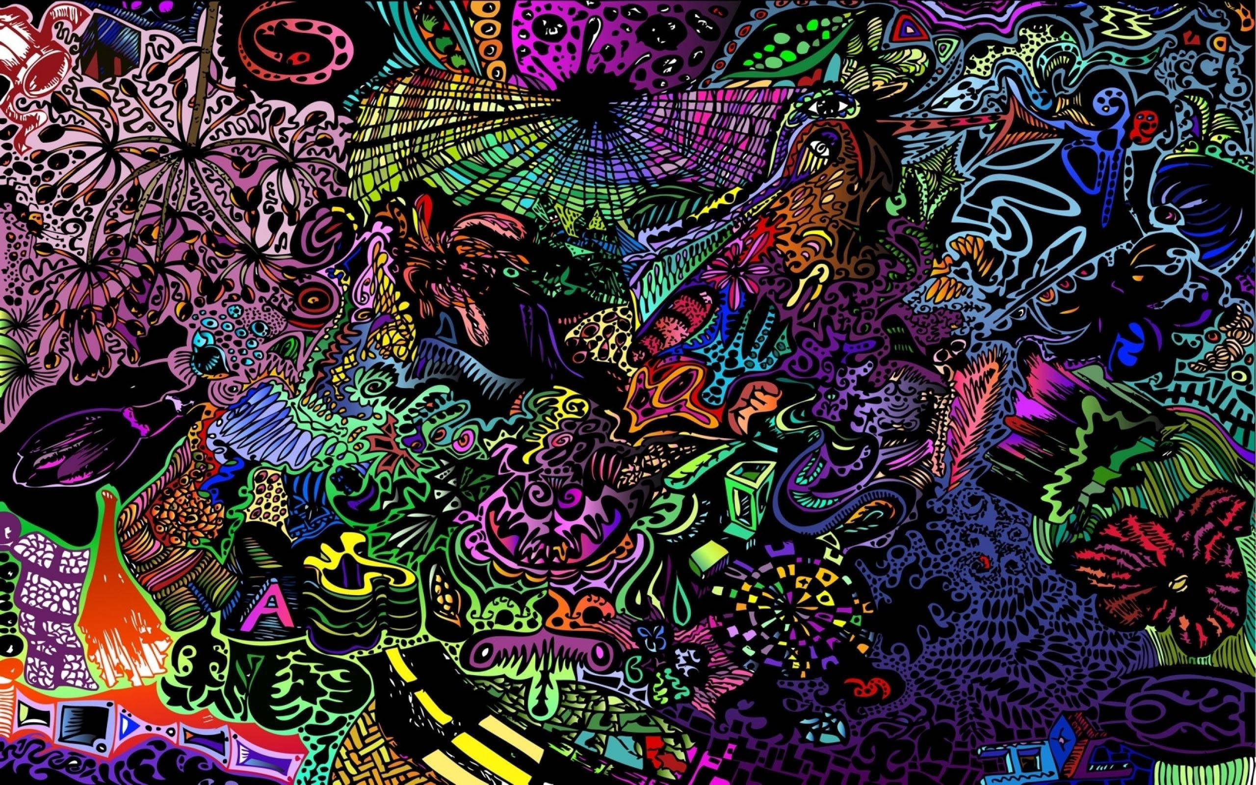 Swaar Trippige Estetiese Doodle Muurpapier