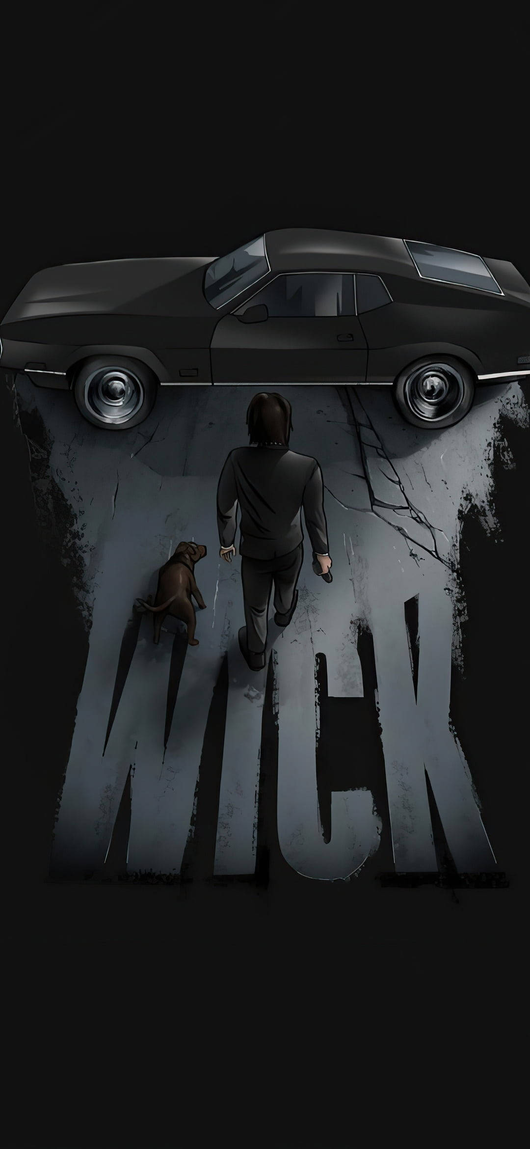 Swart Amoled John Wick Muurpapier