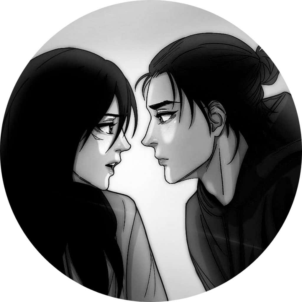 Swart Anime Profielfoto Mikasa en Eren Muurpapier