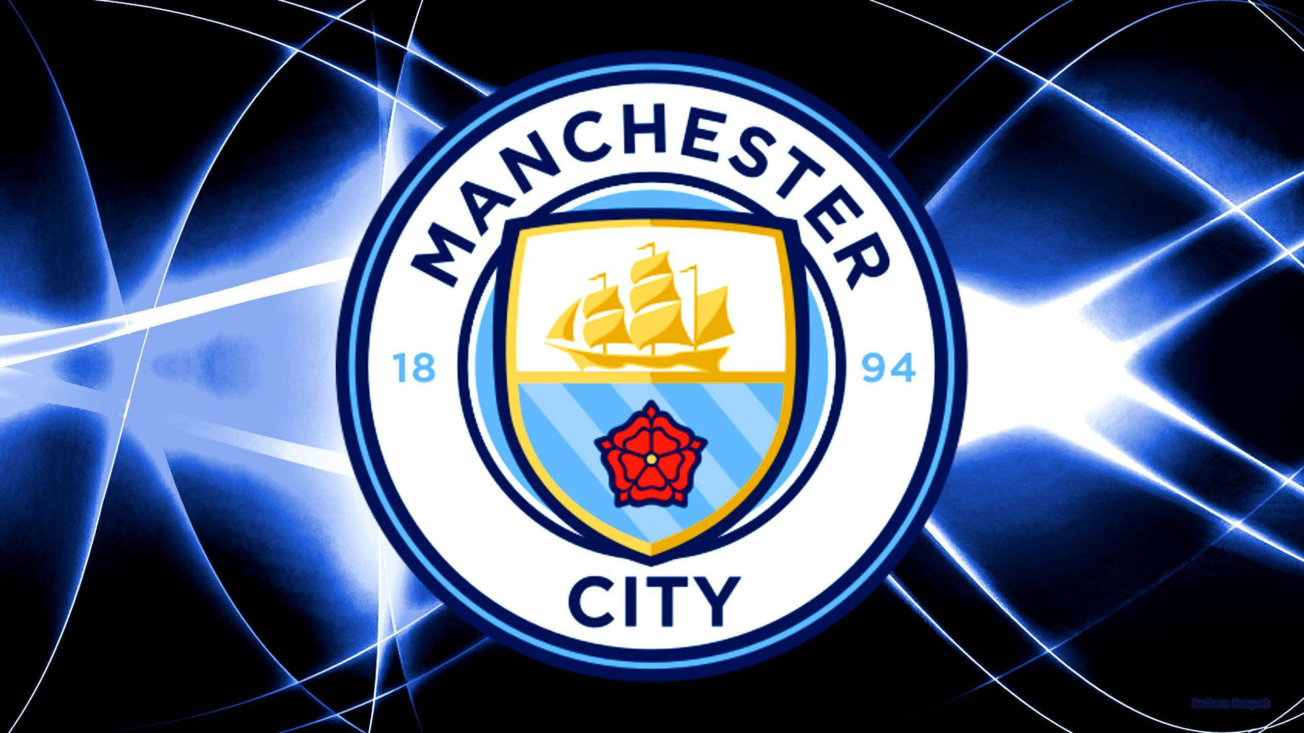 Swart, Blou en Wit Manchester City FC Muurpapier