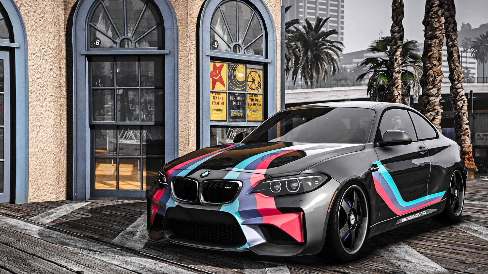 Swart BMW M2 1920x1080 M-reeks Agtergrond Muurpapier