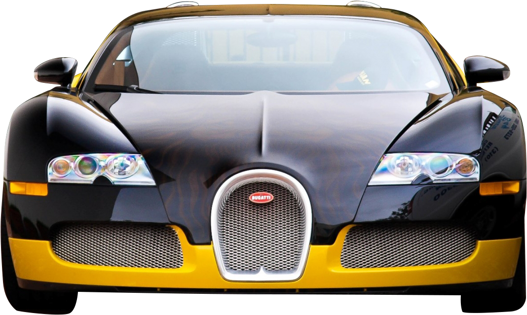Swart en Geel Bugatti Veyron Vooraansig Muurpapier