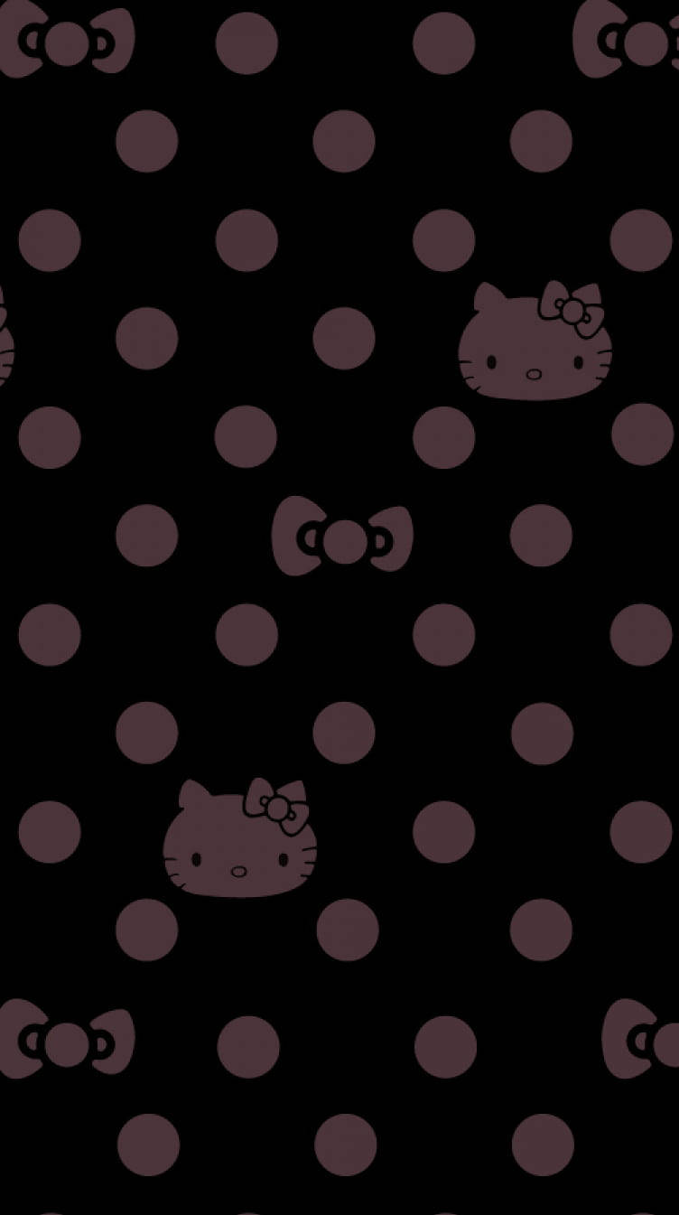 Swart en Pers Kolletjies Hello Kitty Muurpapier