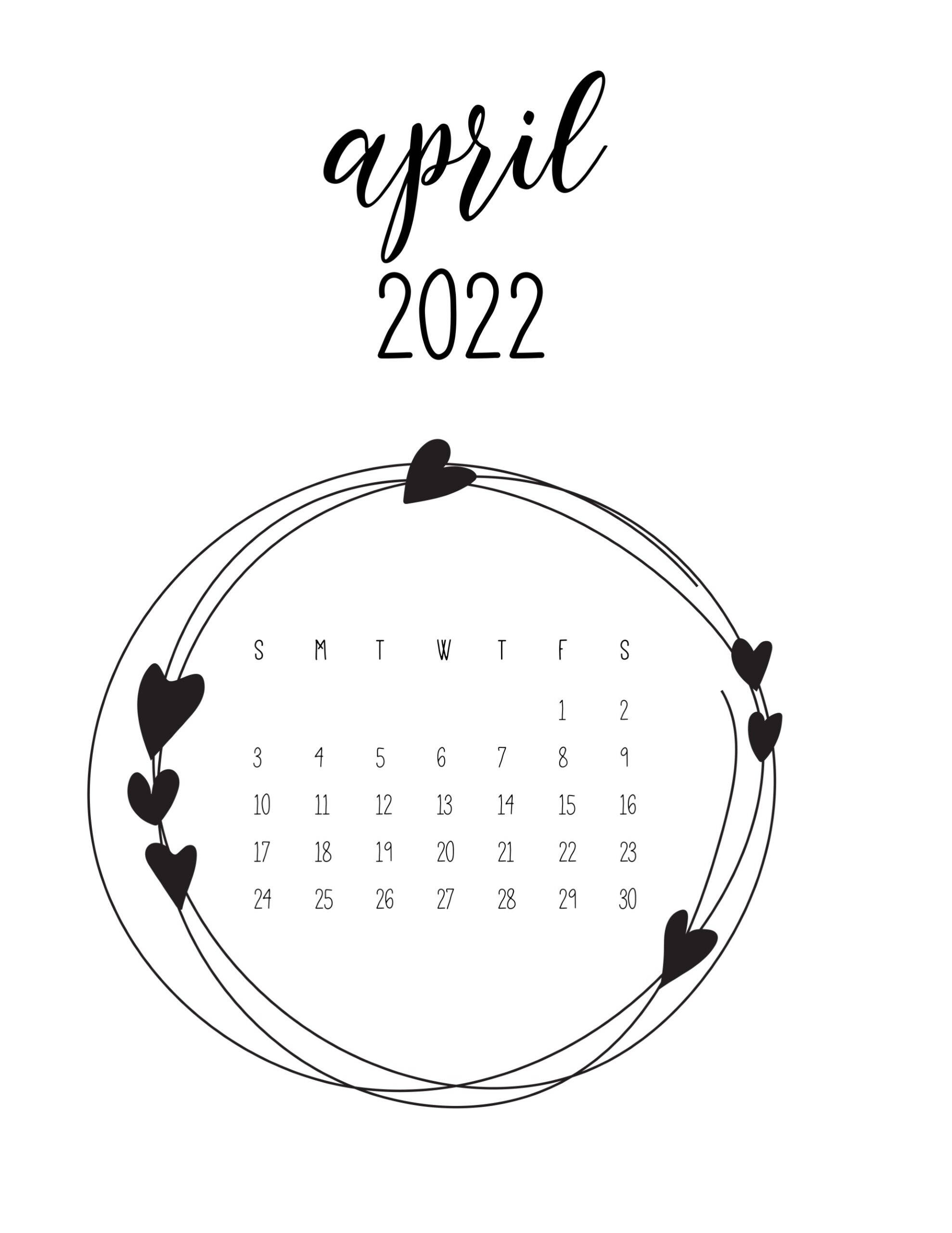 Swart en Wit April 2022 Kalender Muurpapier
