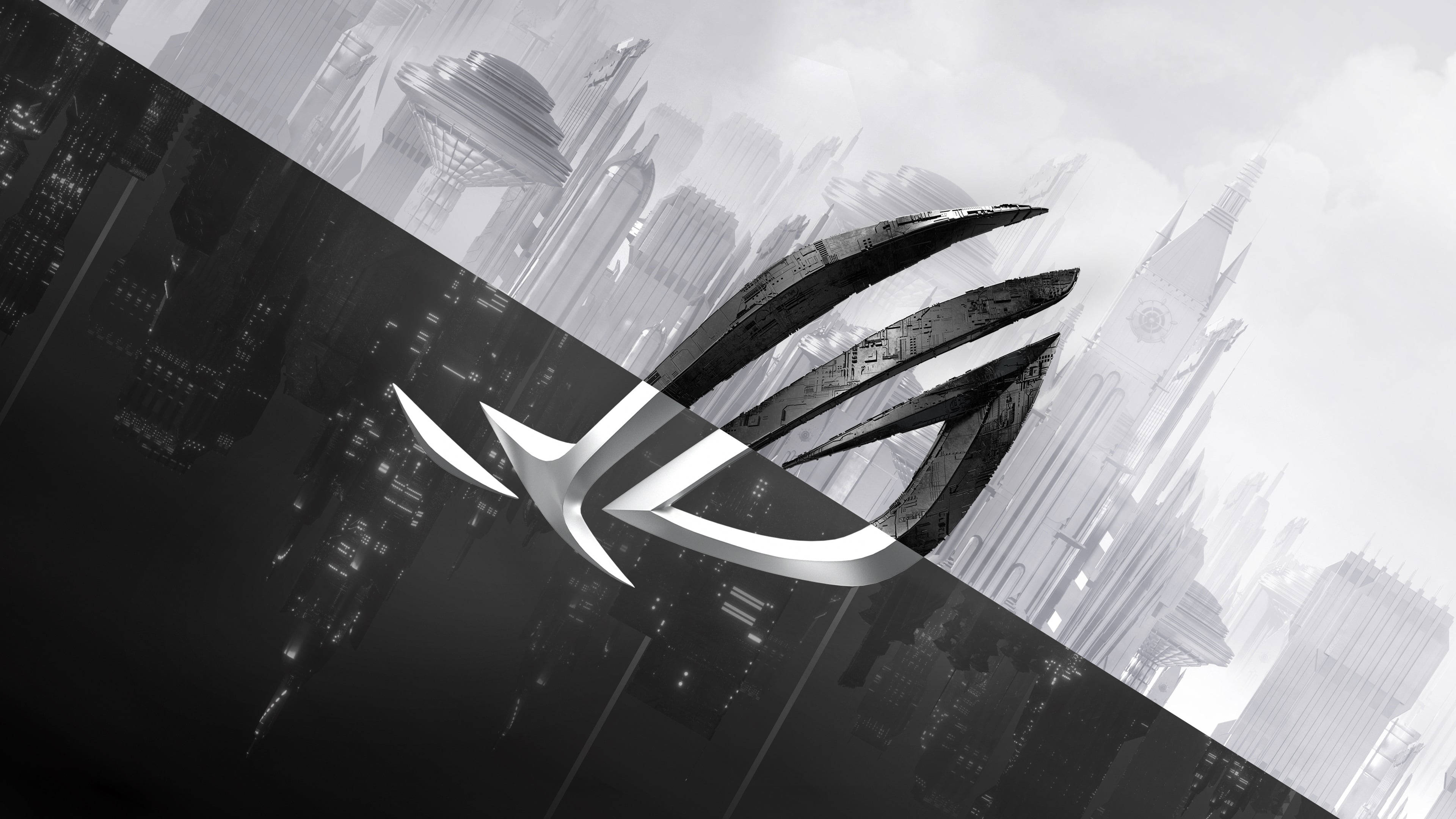 Swart en Wit Asus ROG Speletjies-skootrekenaar-logo Muurpapier