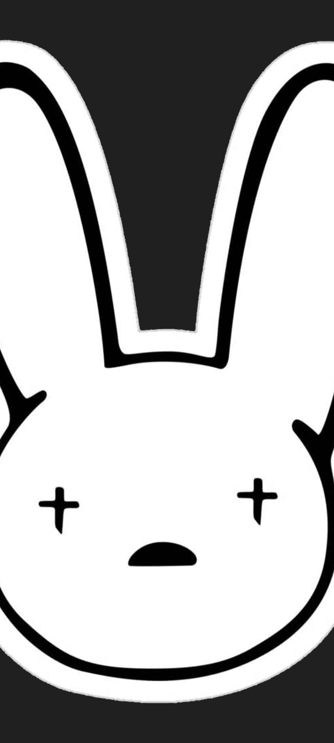 Swart en Wit Bad Bunny Logo Muurpapier