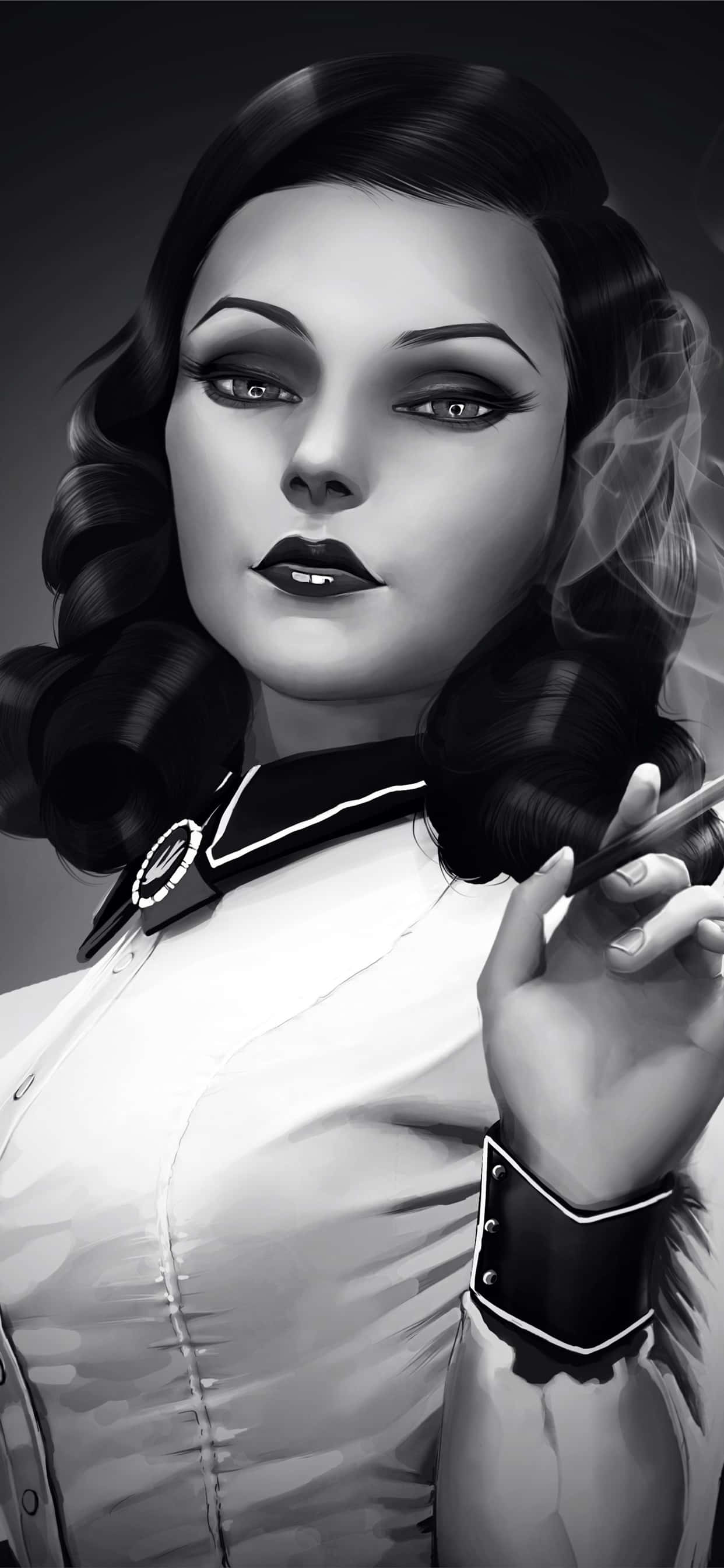 Swart En Wit iPhone Xs Max Bioshock Infinite Agtergrond Muurpapier