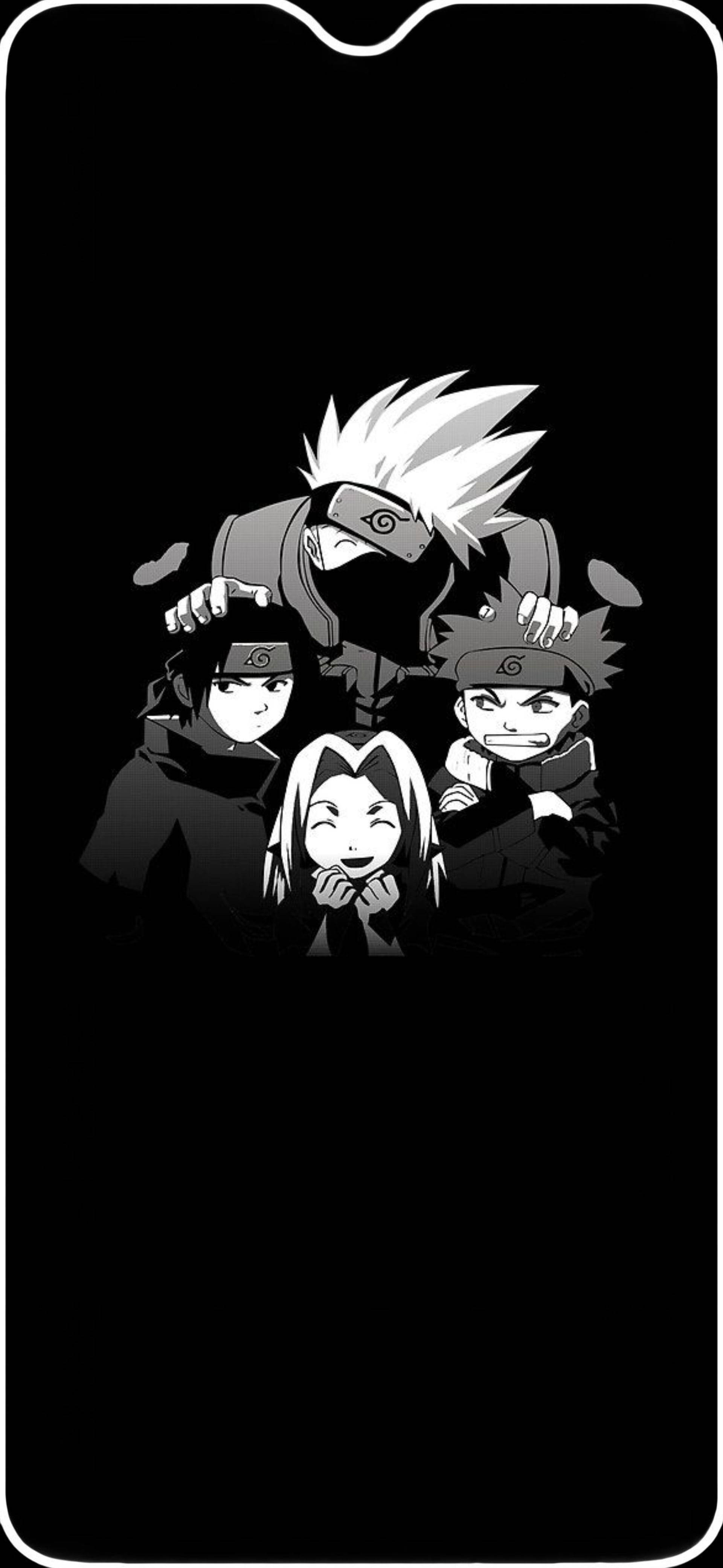 Swart en Wit Span 7 Naruto iPhone Muurpapier