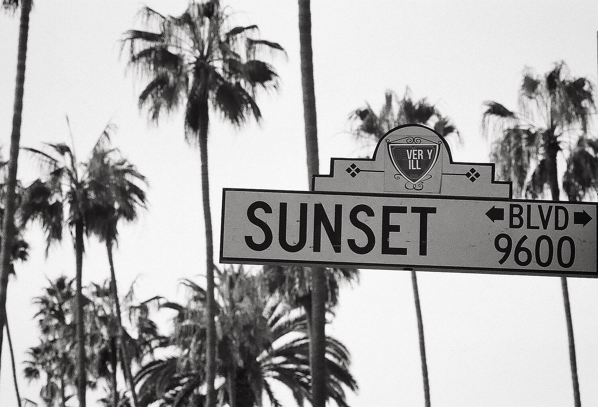 Swart en Wit Sunset Boulevard Muurpapier