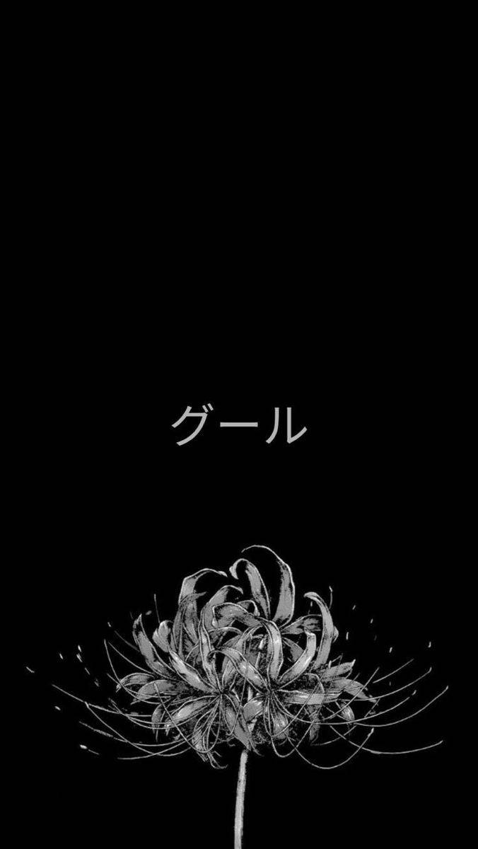 Swart Estetiese Anime Ghoul Katakana Muurpapier
