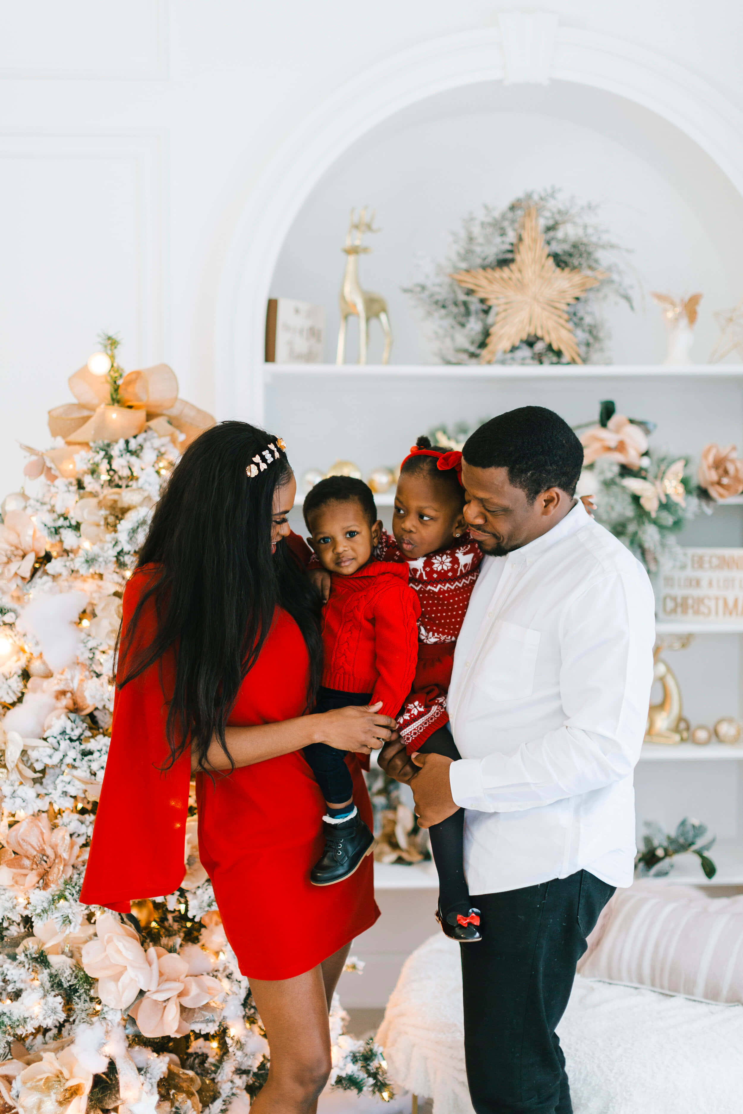 Swart Familie Kersfees Pragtige Foto Muurpapier