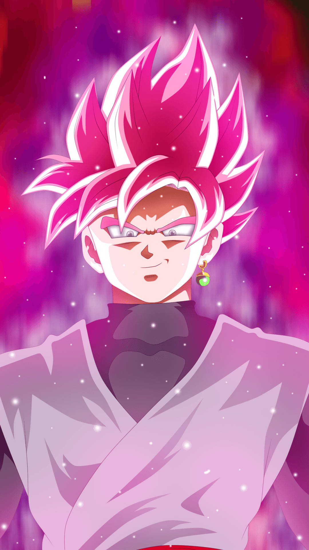 Swart Goku met Gloeiende Pienk Hare Muurpapier