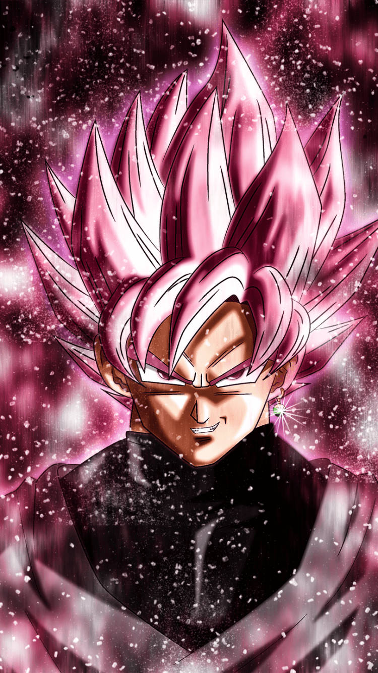 Swart Goku met pienk glinster-effek Muurpapier
