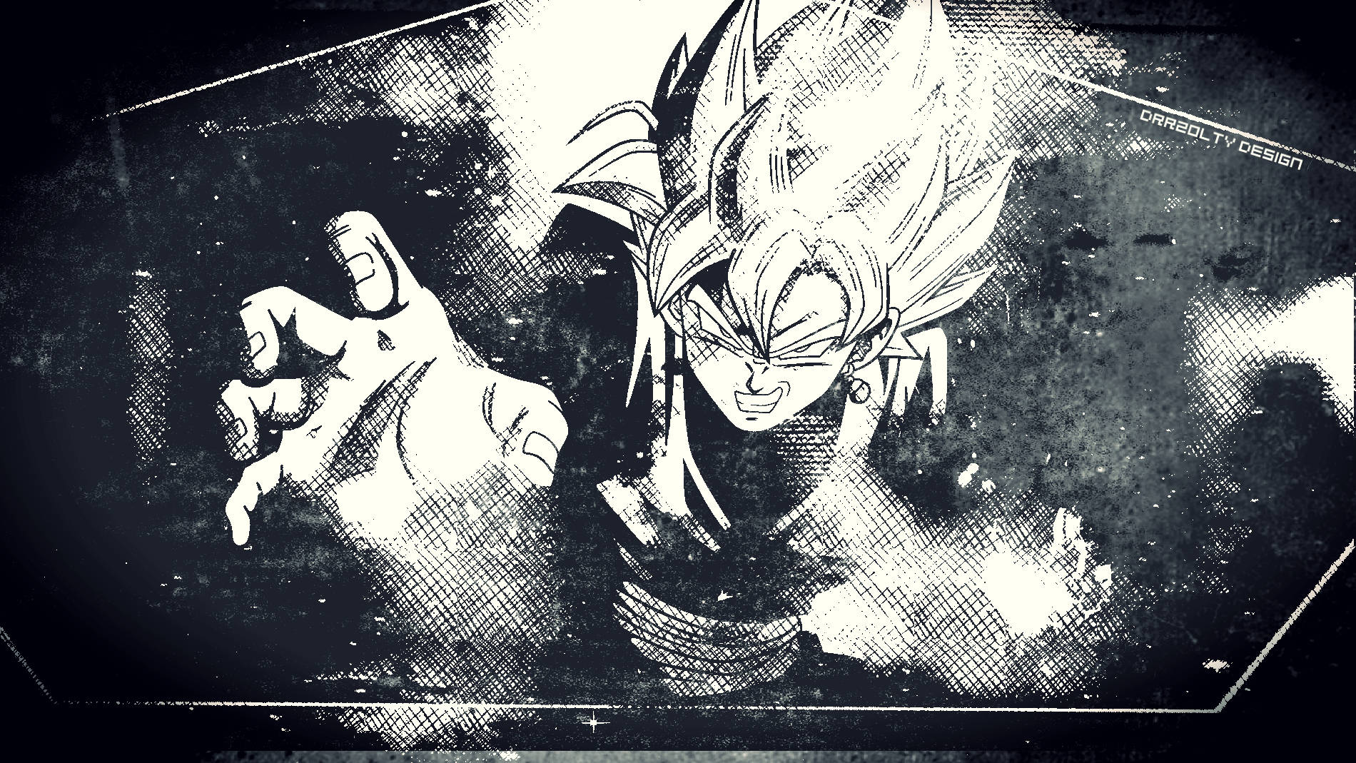 Swart Goku Minimalistiese Illustrasie Muurpapier