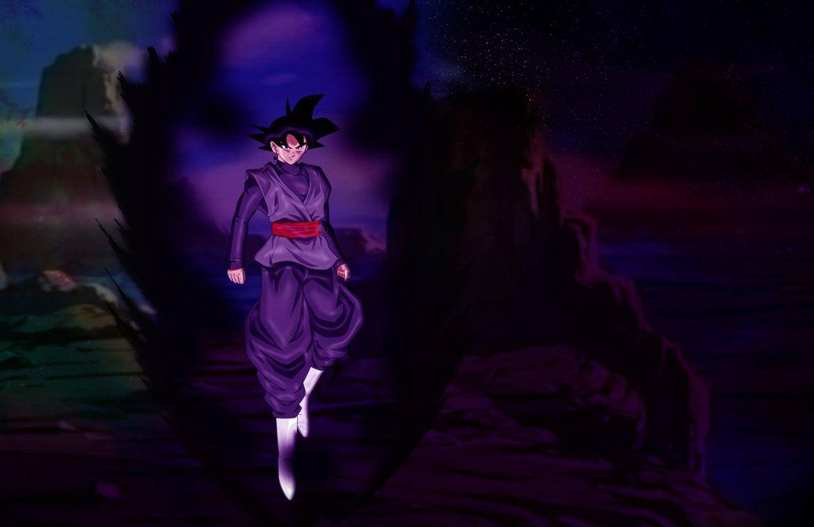 Swart Goku Normale Vorm Muurpapier