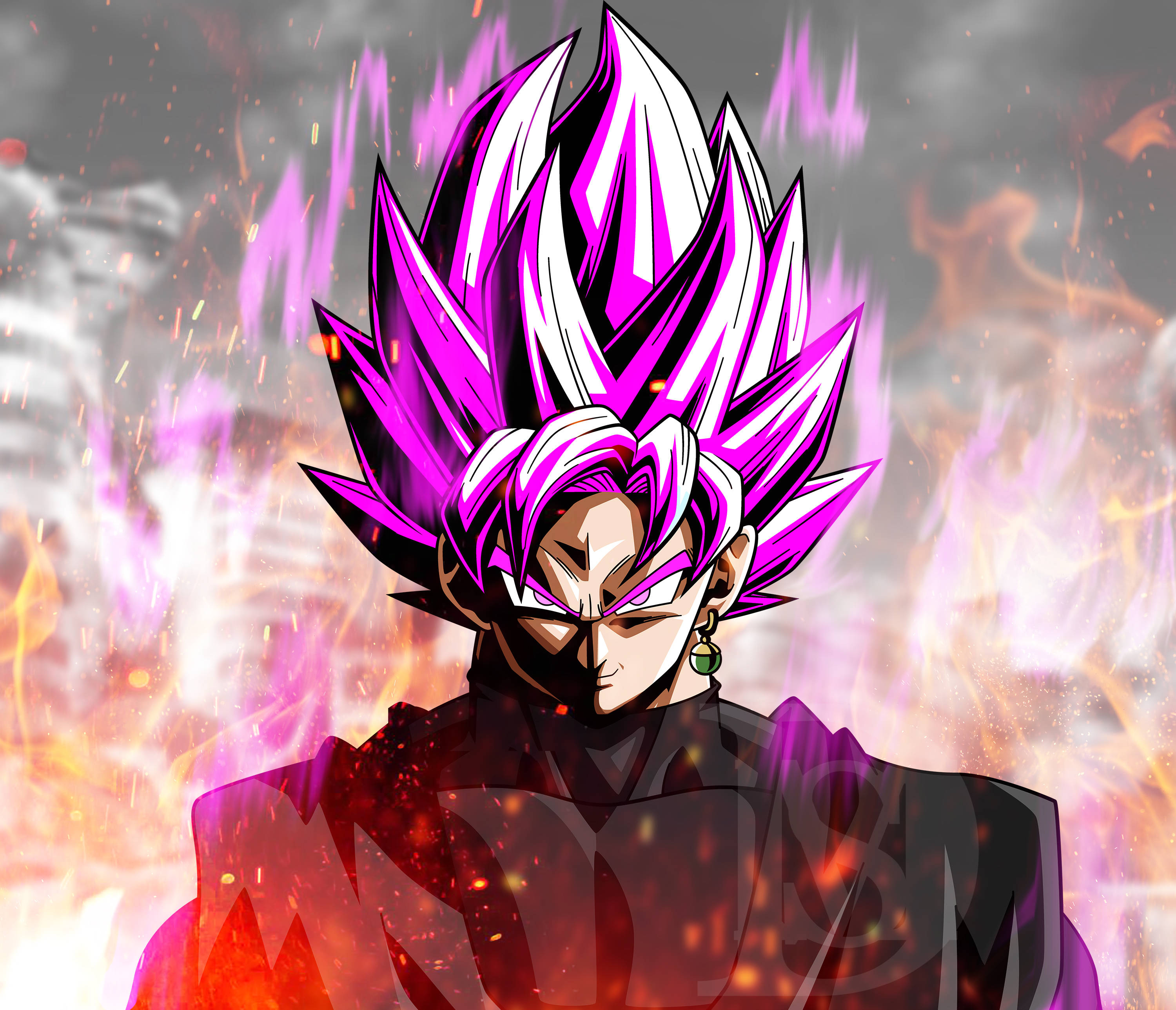 Swart Goku Super Saiyan Rosé Muurpapier