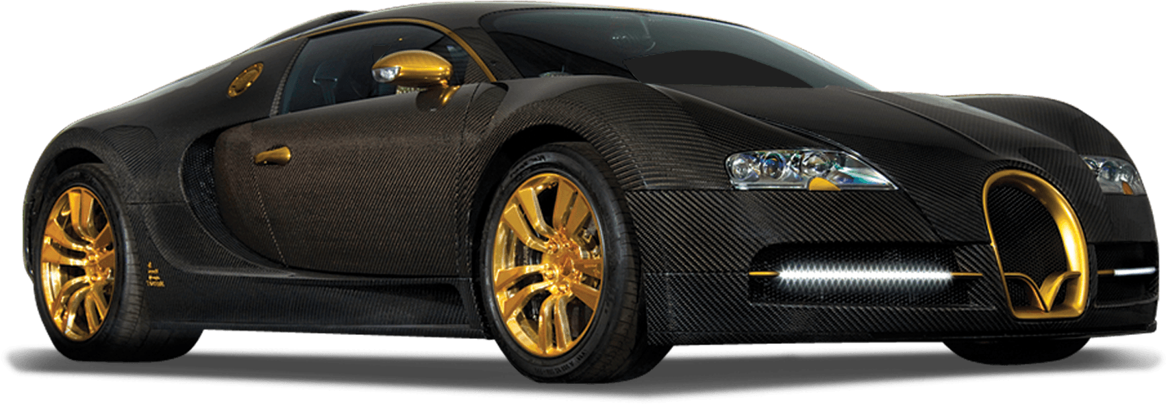 Swart Goud Bugatti Veyron Sy-aansig Muurpapier