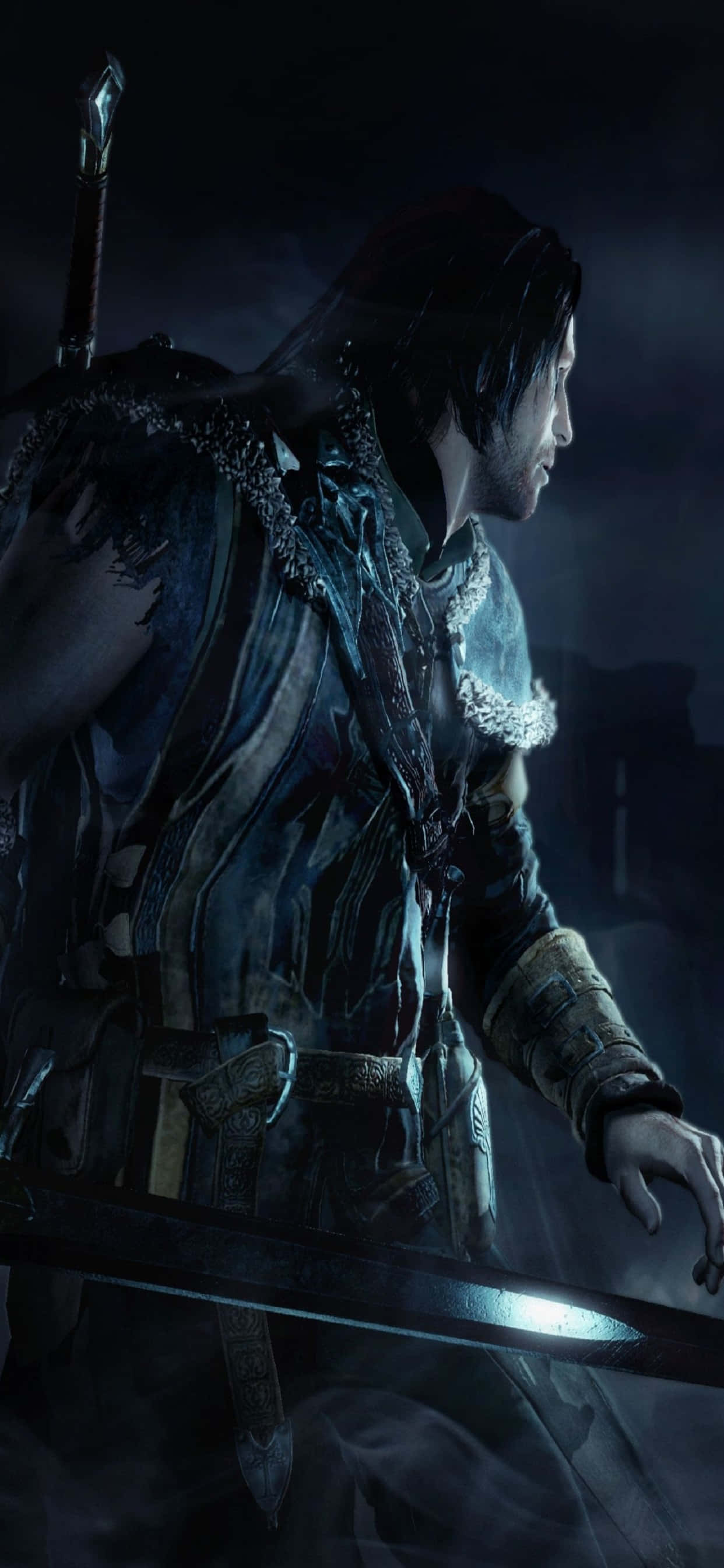 Swart Hek Kaptein iPhone Xs Max Shadow Of Mordor Agtergrond Muurpapier