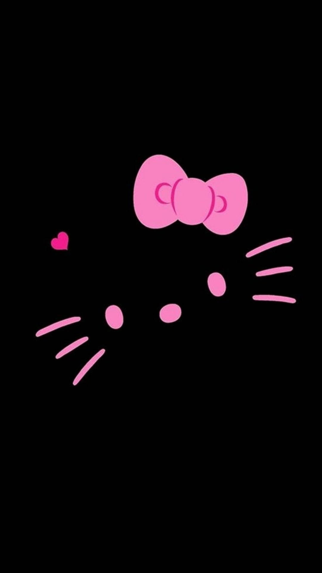Swart Hello Kitty Gesigbesonderhede Muurpapier