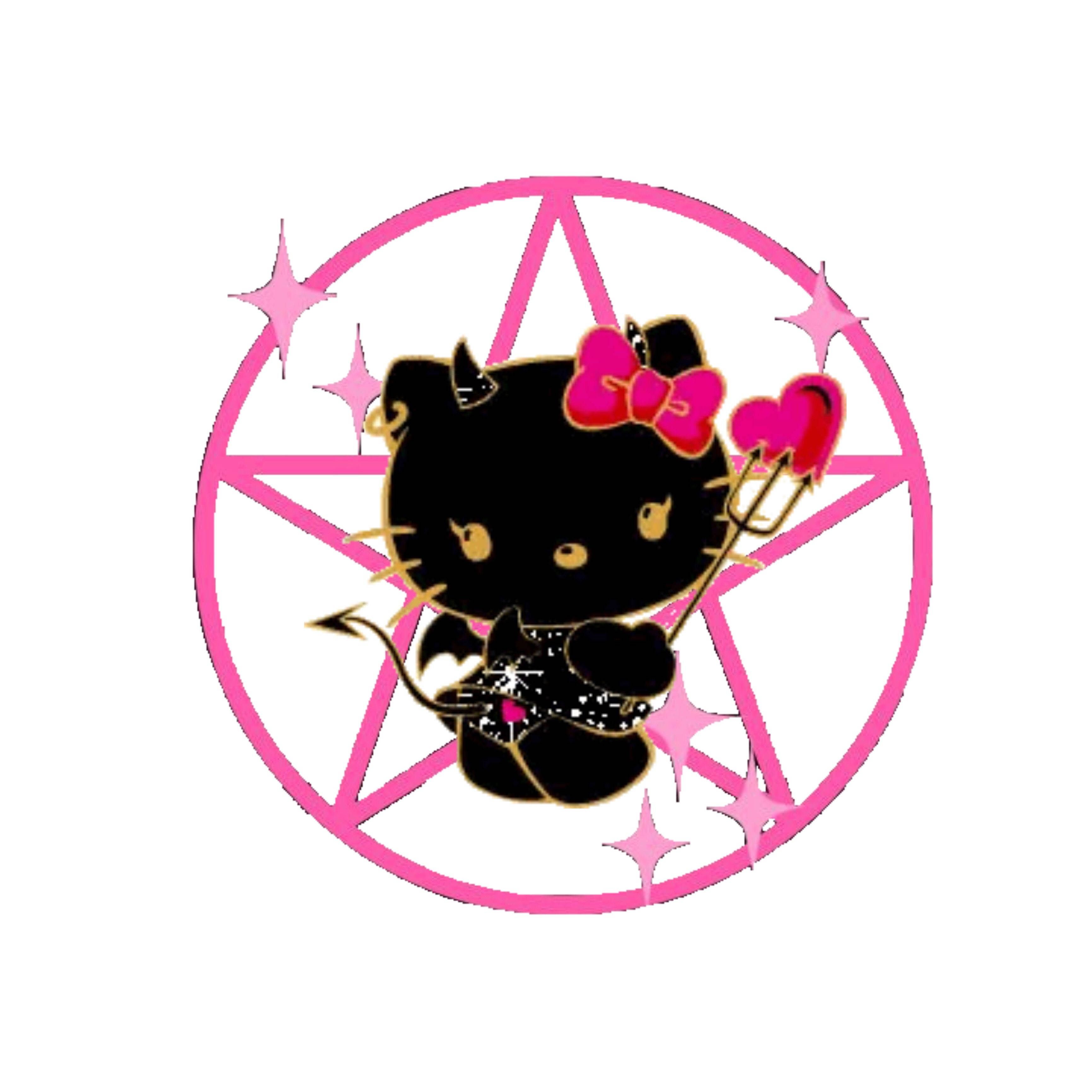 Swart Hello Kitty Halloween-ster simbool Muurpapier