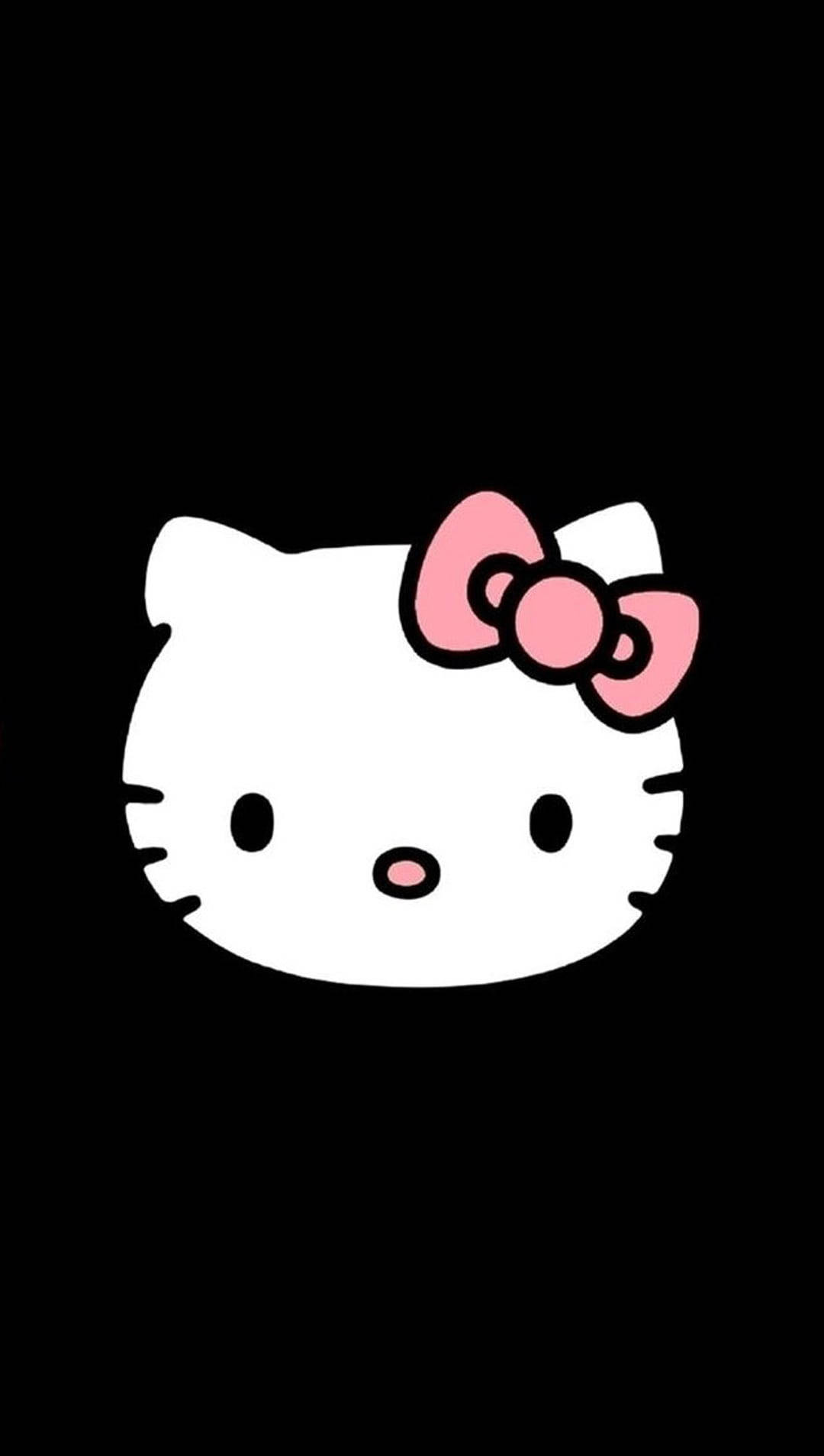 Swart Hello Kitty Strokentekening Muurpapier