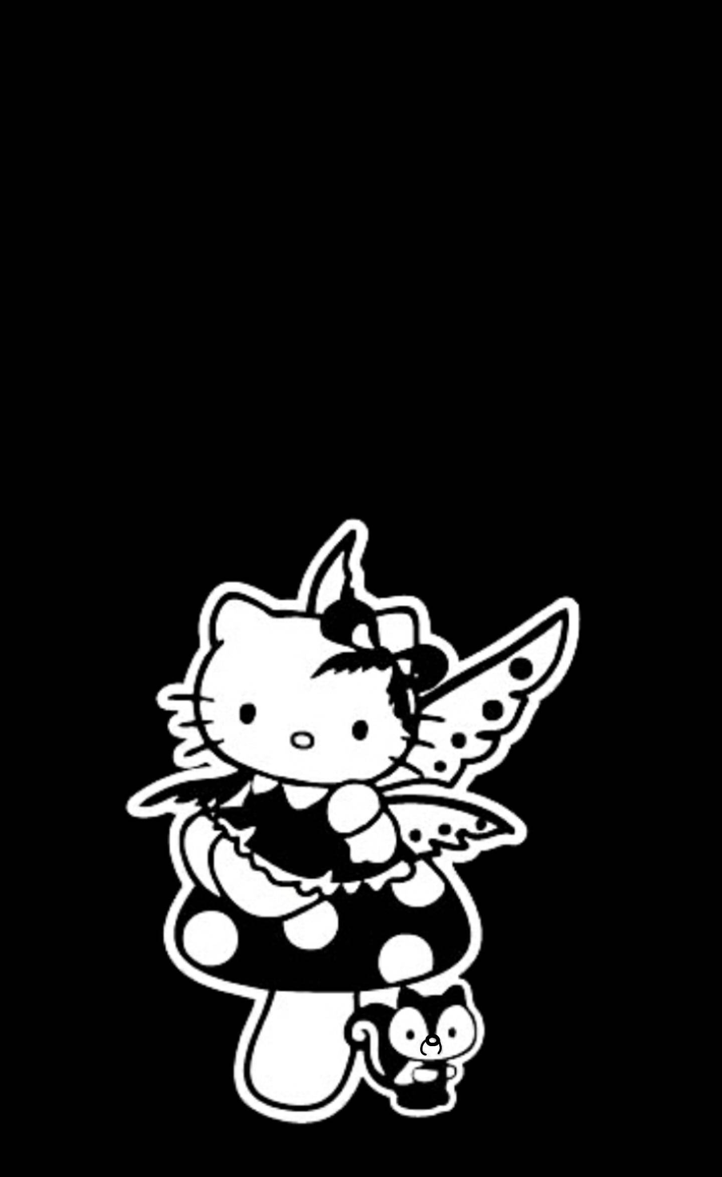 Swart Hello Kitty in Fee-kostuum Muurpapier