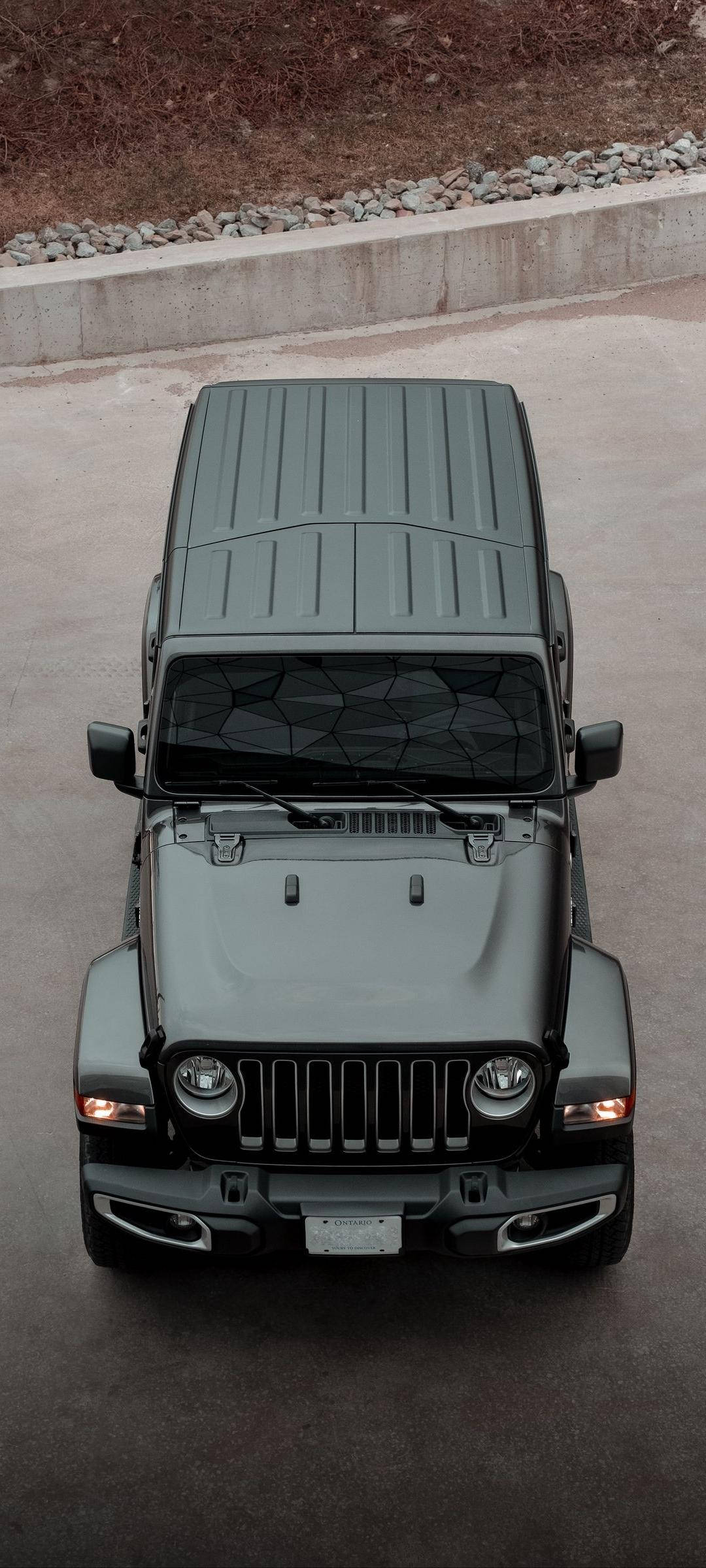 Swart Jeep Lugskoot Muurpapier